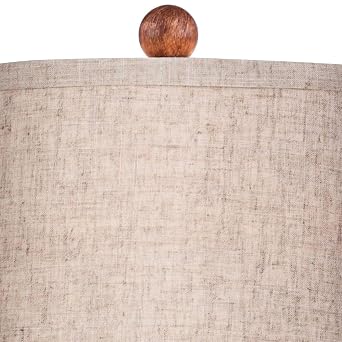 360 Lighting Fraiser 23 1/2 High Table Lamp Tapered Faux Wood Modern Brown | Column Cottage Bedroom Living Room House Home Bedside Nightstand Office Kids Family Oatmeal Drum Shade