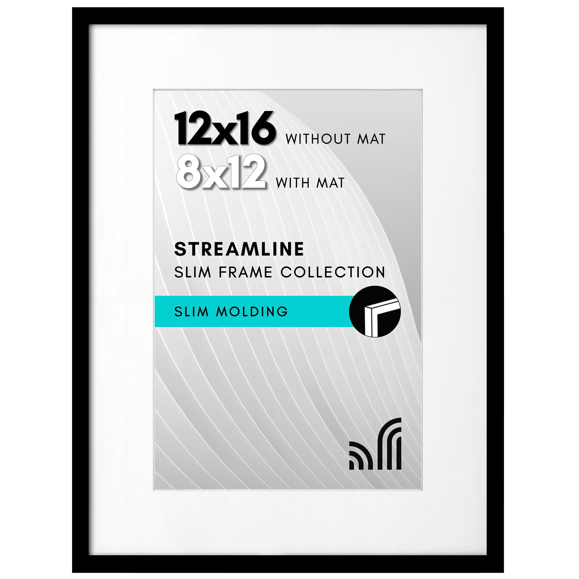 Americanflat 12x16 Picture Frame in Black - Thin Border 12x8 Photo Frame with Mount or 12x16 Frame Without Mount - Includes Plexiglass with Horizontal and Vertical Formats for Wall and Tabletop