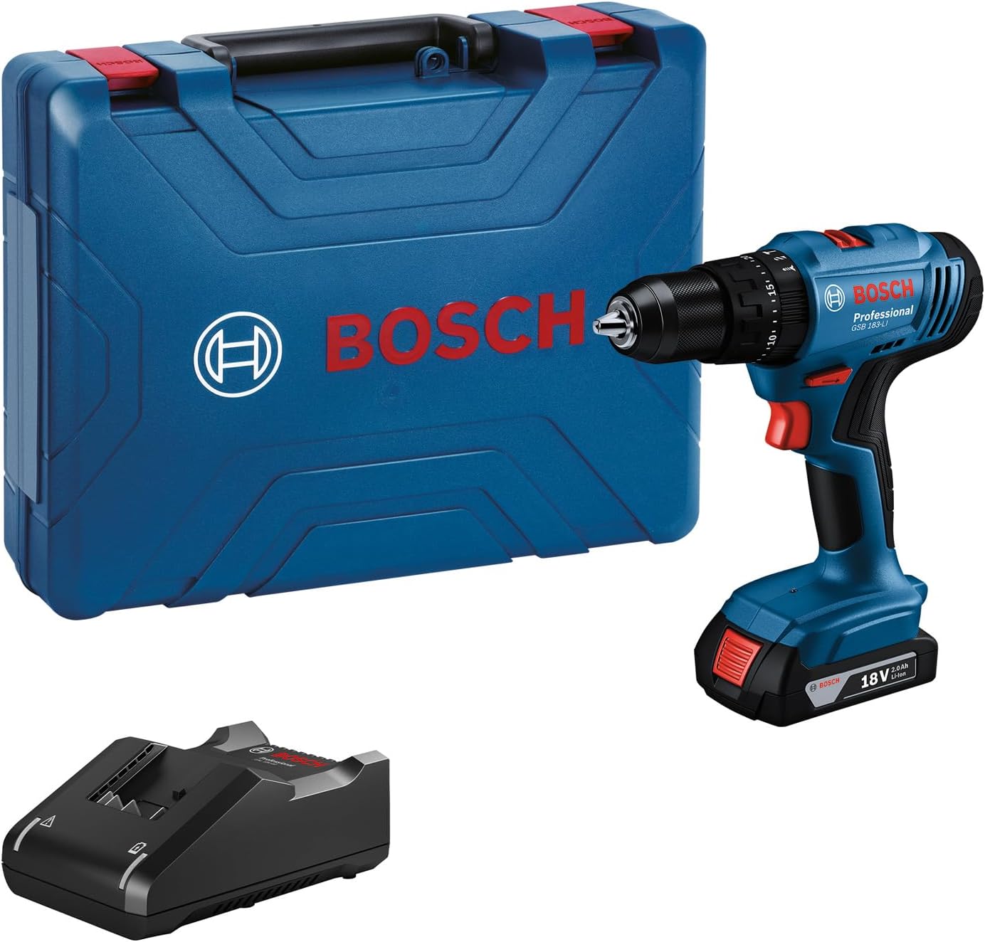 BOSCH GSB 183-Li Cordless Battery Powered Impact Drill/Drivers With 1 Battery | 18 Volts | 1815 RPM | Maximum Power 850 Watts | Item Torque 56 Newton Meters | Blue | 1 Year Warranty from BOSCH