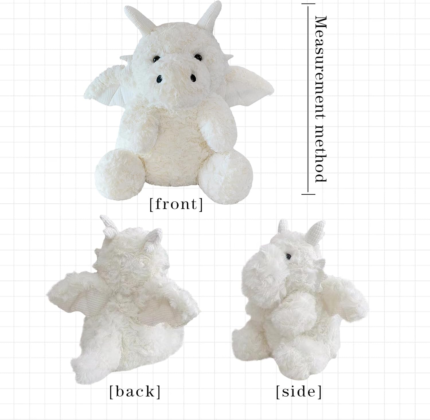 SUSULF Little Flying Dragon - Cute Stuffed Animal Plush Toy - Adorable Soft Dragons Toy Plushies and Gifts - Perfect Present for Kids (White,11.81in/30cm)