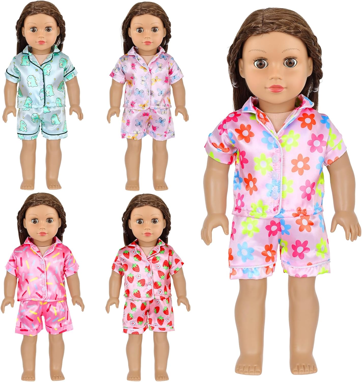 ZITA ELEMENT 5 Set American 18" Doll Clothes Soft Silk Baby Girl Dolls Clothes for 14-18 Inch Dolls Accessories Christmas Birthday Gift for Kids