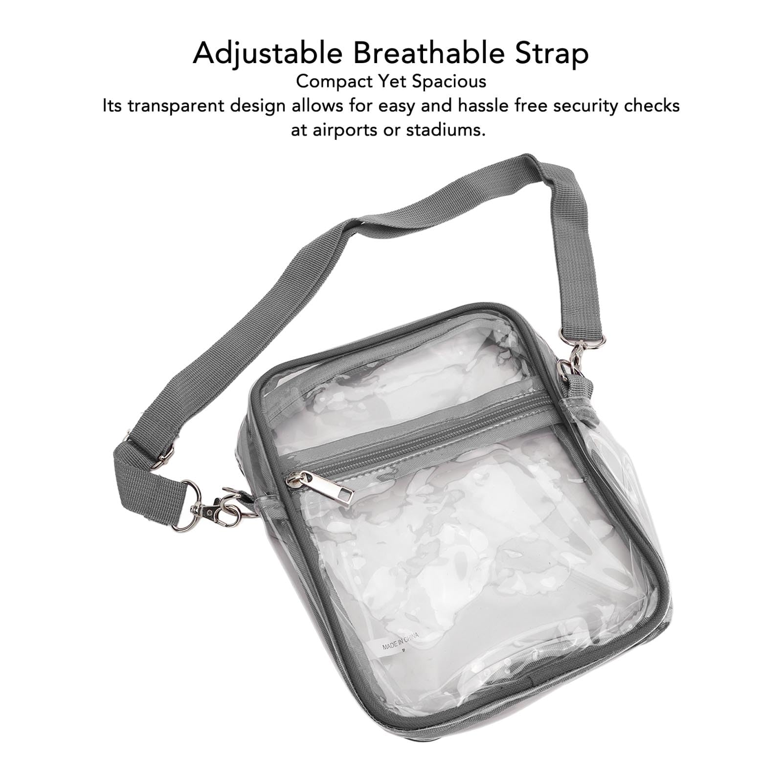 Fockety Sacoche Transparente en PVC avec bandoulière réglable et Fermeture à glissière