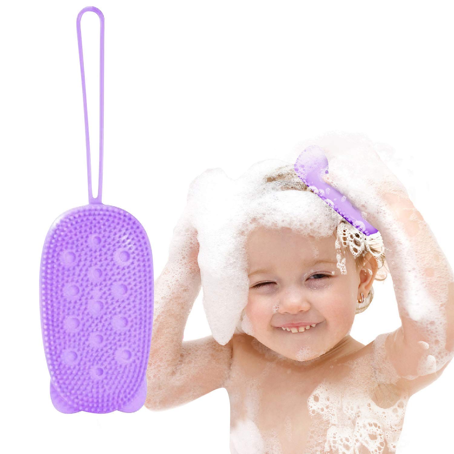 JRTSilicone Bubble Bath Quick Foaming Scrubbing Soft Rubbing Massage Body Cleaner Brush for Shower Bathroom, Random Color