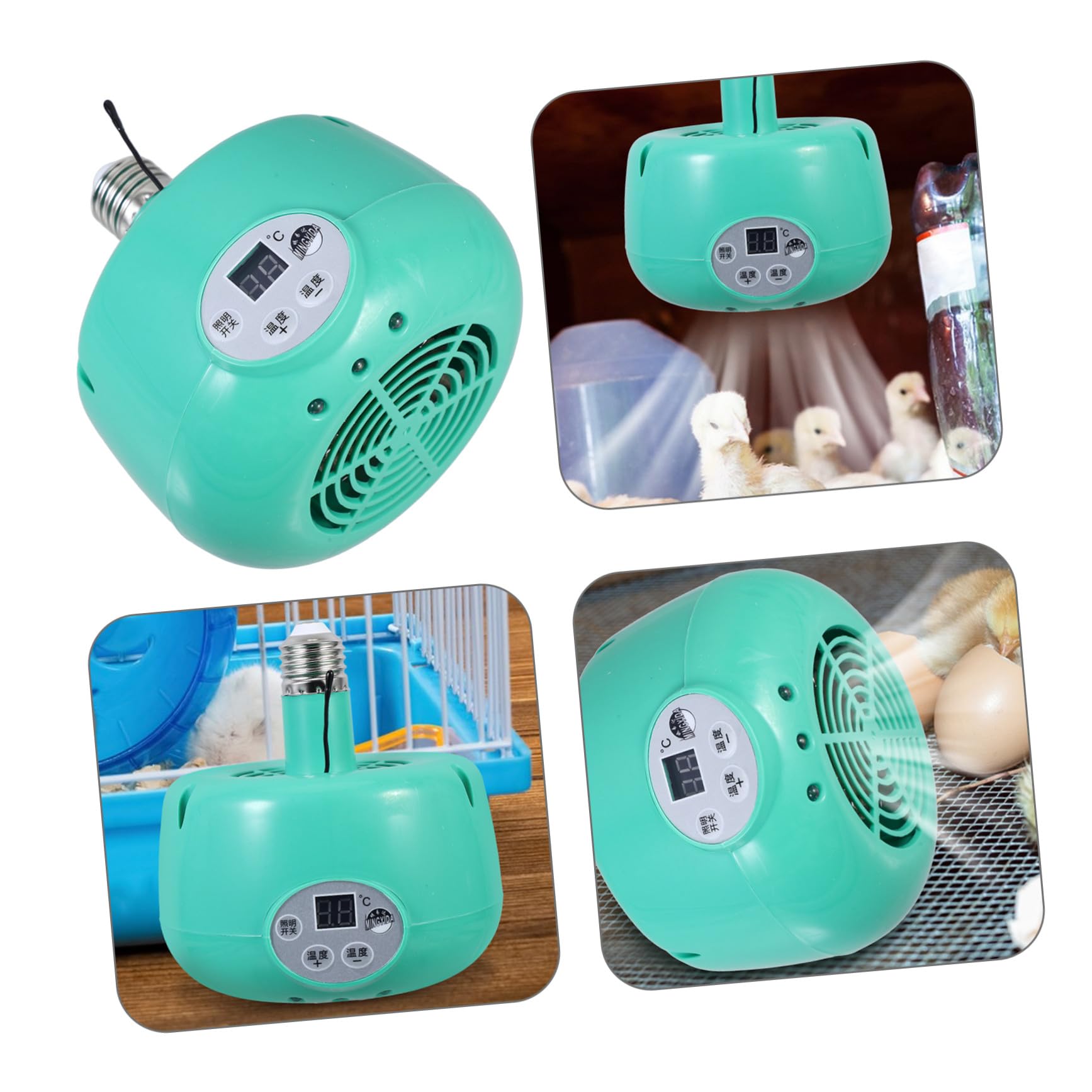 VICASKY Lampada Riscaldante per Animali Temperatura Intelligente, Verde | Emettitore in Plastica e Metallo, Luce Calda Led, per Roditori e Rettili