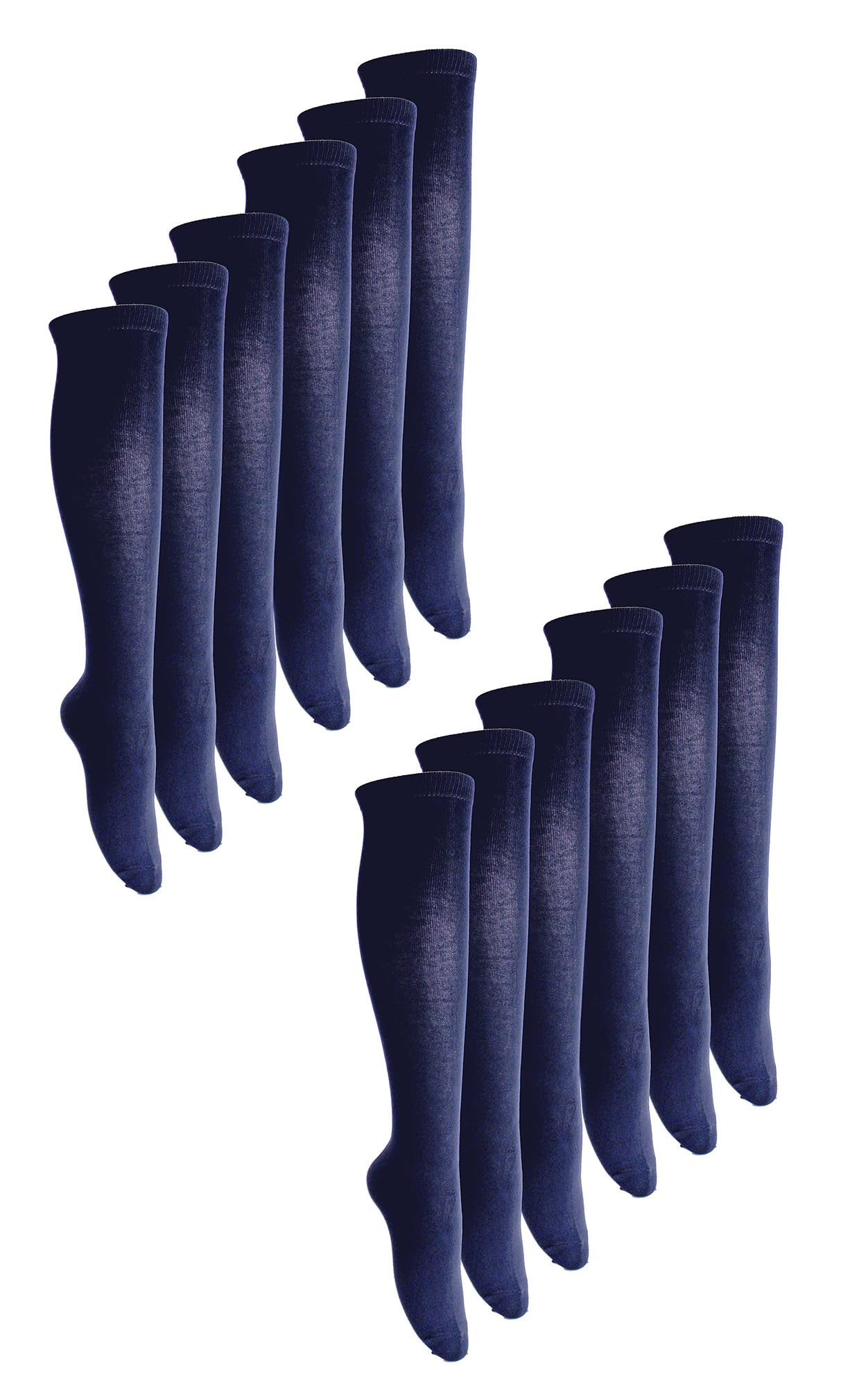Sock Snob Pack de 12 calcetines de bambú para niña, transpirables, sencillos, largos, escolares para niños