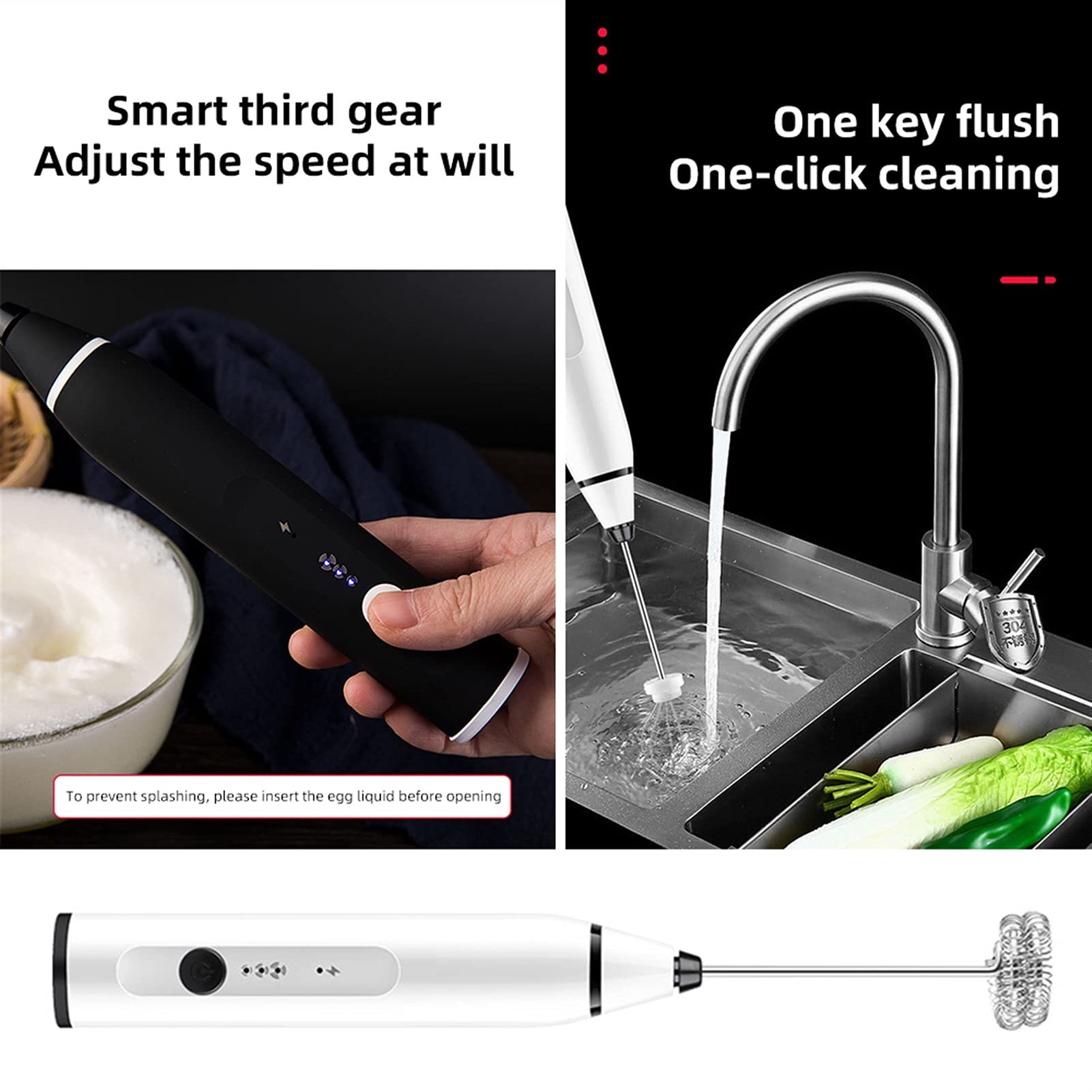 Frullino Per Le Uova Elettrico, Montalatte Schiuma Latte Bevanda Per Caffè Frusta Mixer USB Ricaricabile Mini Manico Agitatore Utensile Da Cucina Per Cucina, Batteria Incorporata Da 1200 MAh