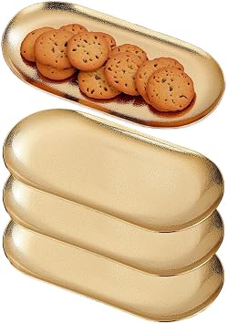 7X3 inch ellipse Appetizer Plates,thick stainless steel Dinner Plates, Pasta Dessert Plates for Sushi, Fruit oven/Dishwasher Safe,Gold,Customizable,100 pcs/batch