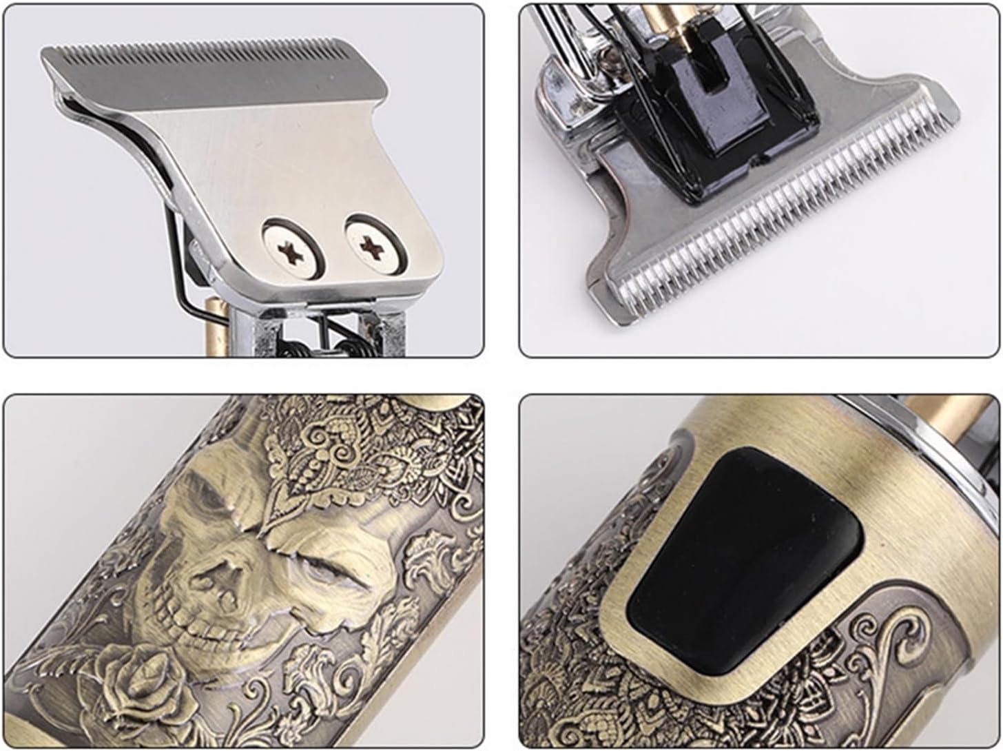 Digital Display Stainless Steel Cutter Head Professional T9 Hair Trimmer Metal Body Electric Shaver for Men Waterproof Wallpaper(Skeleton)