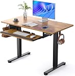 ErGear Electric Standing Desk with Keyboard Tray, 44x24, Vintage Brown