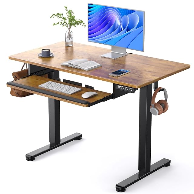 ErGear Electric Standing Desk with Keyboard Tray 44x24 Inches Adjustable Height Sit Stand Up Desk Home Office Desk