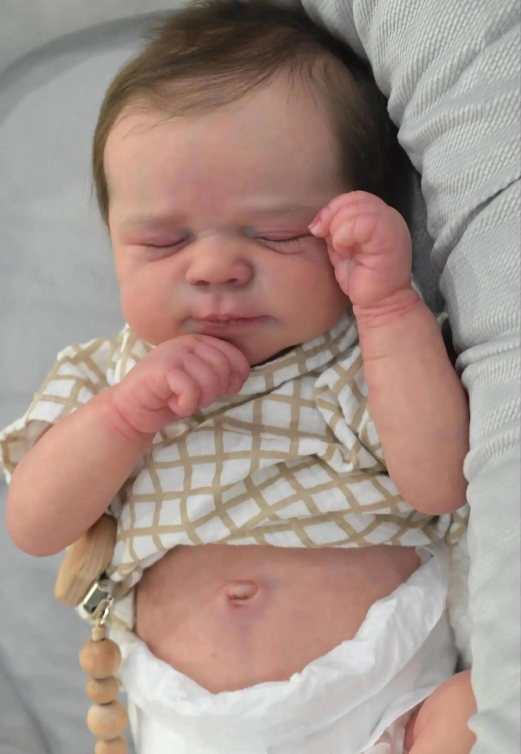 RXDOLL Muñecas realistas de bebé recién nacido de vinilo de cuerpo completo de 18 pulgadas, muñeca realista de bebé recién nacido que se ve de la vida real, muñecas de bebé dormidas con peso de