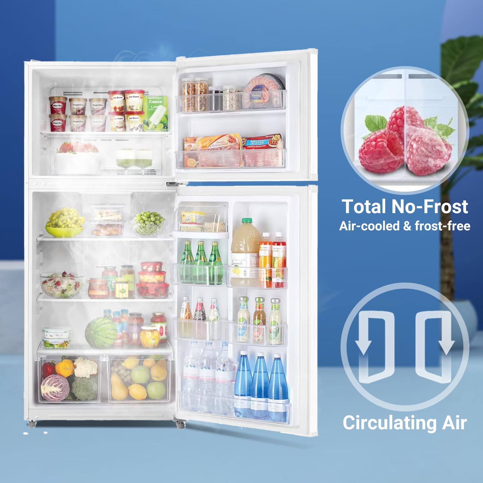 Smeta 30'' Full Size Refrigerator With Top Freezer, Top Mount 21 Cu. Ft Fridge For Kitchen, Garage, Office, Frost Free, 66 Inch on Fridge.com - View 2