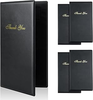 NALACAL 5PCS Restaurant Check Presenters, (10" x 5.5") Waitress Server Books Gold Imprinted Check Presenters with Thank You Imprint Eatery Guest Check Card Holders for Restaurants Eatery Bar and Cafe