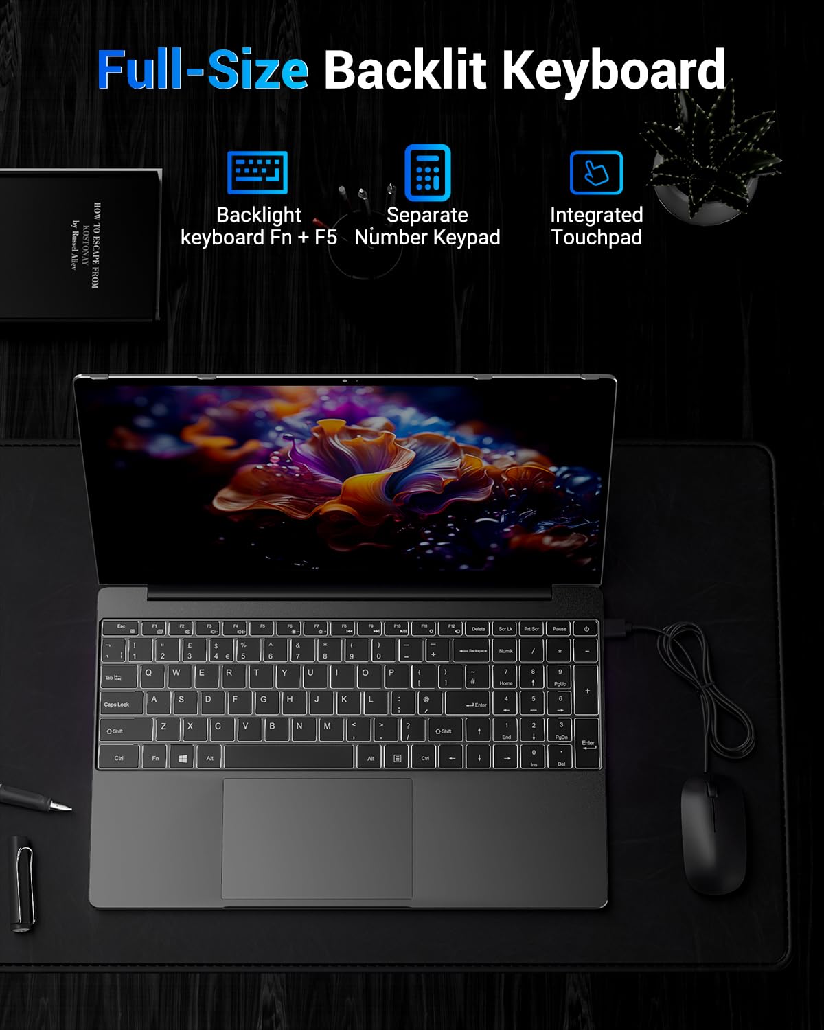 PC Portatile 15,6'', 16GB RAM 512GB SSD 1TB Estensione, N95 Up to 3,4GHz, Win 11 PC Notebook, Tastiera Retroilluminata con Film Italiana, Ricarica Type-C, 5G WiFi/HDMI/USB, Laptop per Studio/Ufficio