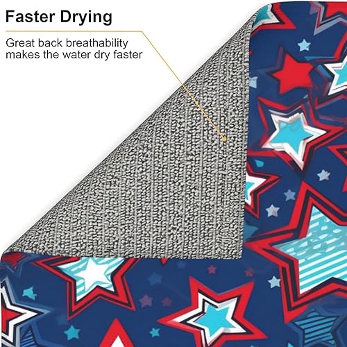 Miniatura 2 de Tapete de secado de platos azul y blanco para encimeras de 18 x 16 pulgadas, almohadilla protectora para escurridor de platos con lazo para colgar