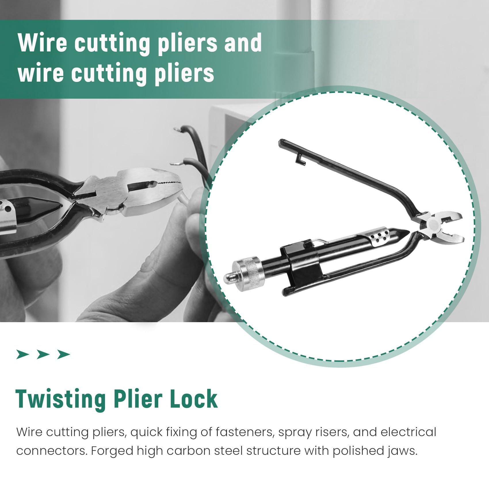 Tuabyem 6 inch Wire Twisting Plier Lock Twist Twister with A Spring Return Heavy Duty Jaws, Black - Image 4