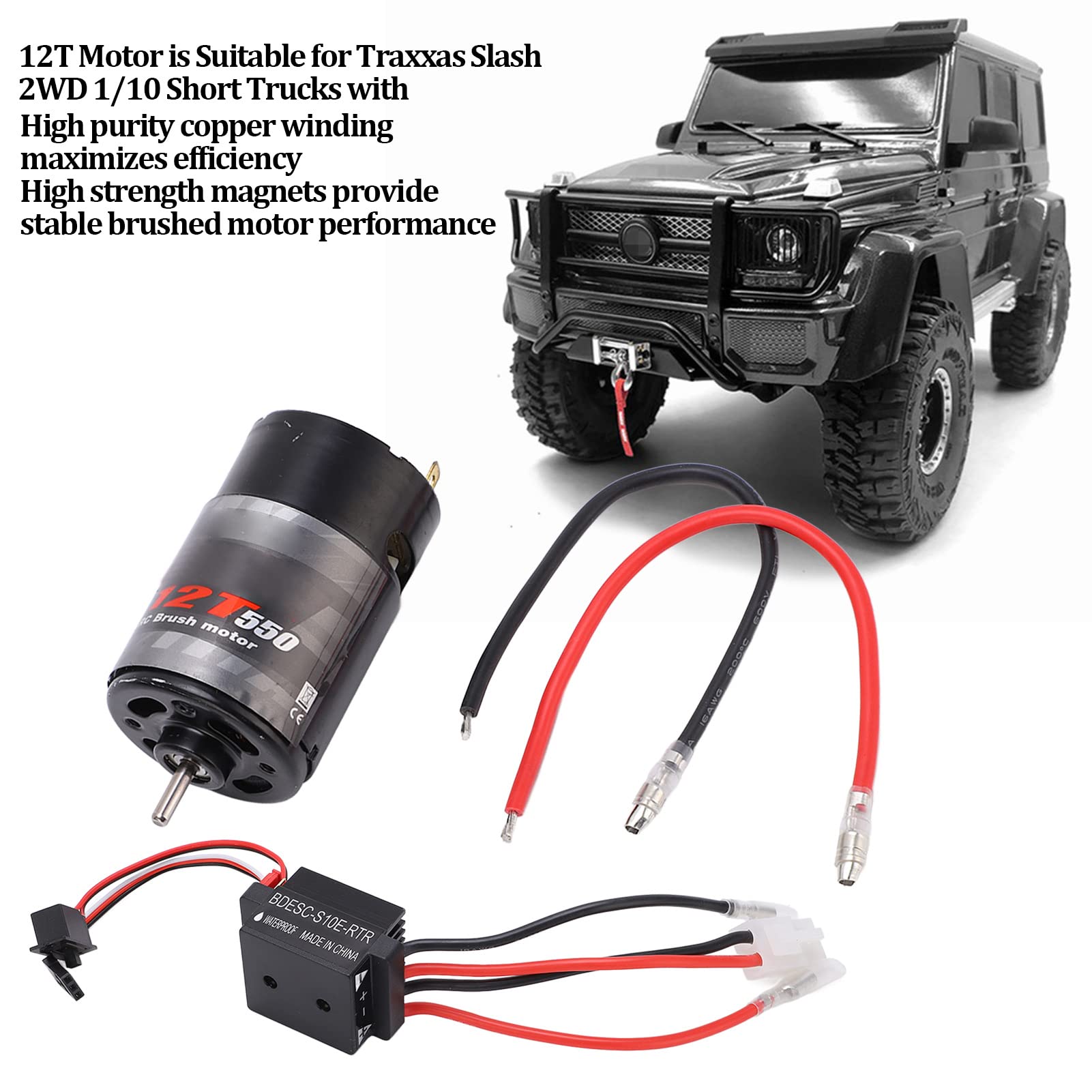 550 RC Motore Spazzolato RC Auto Motore Spazzolato con Impermeabile 320A a Due Vie Spazzolato ESC per RC Rock Crawler Car(12T) Accessori per modellini di Auto