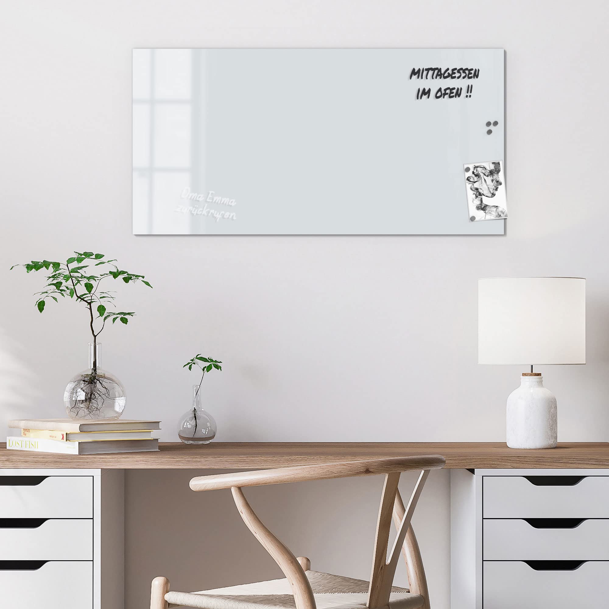 DEQORI Glazen magneetbord | 30 x 30 cm groot | memobord van glas