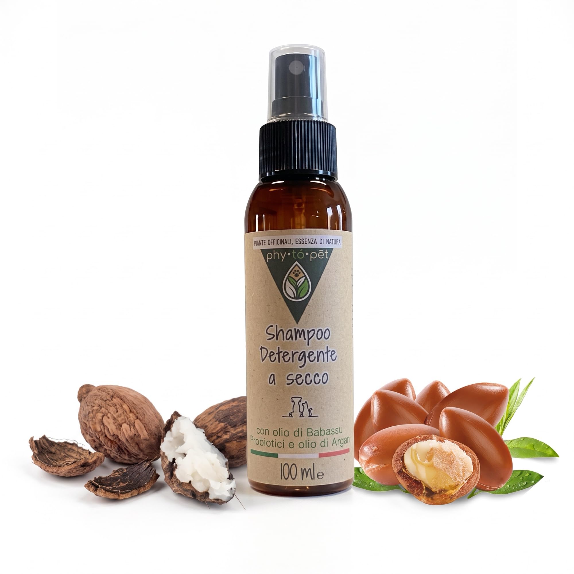 phy to pet | Shampoo Secco Detergente per Cani o Gatti senza Risciacquo - Formula Idratante e Igienizzante Elimina Odori da Manto e Zampe del Cane - 100 ml