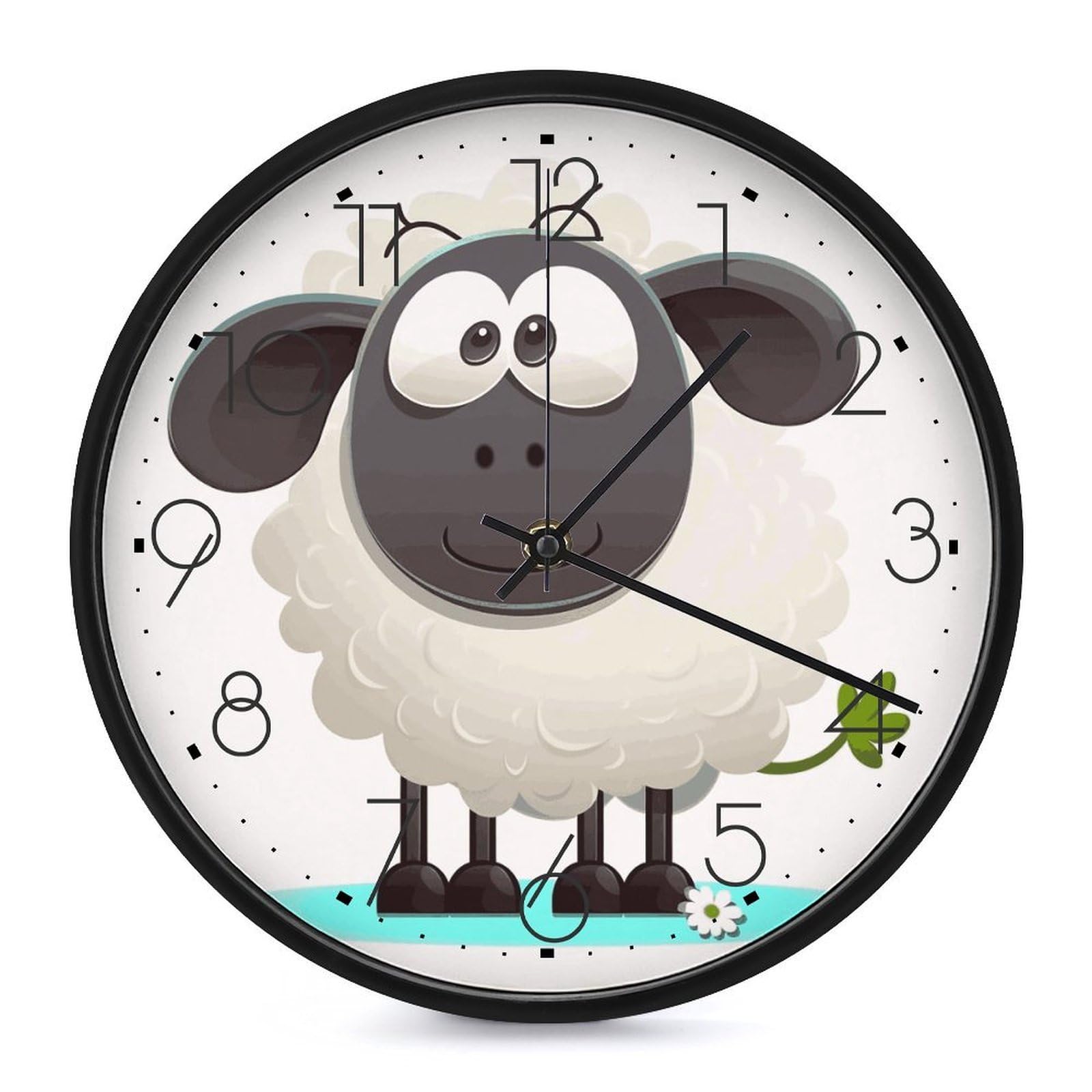 DWVTSLH Sheep Wall Clock 10 Inch Silent Non-Ticking Modern Clocks Battery Operated - Decorative Wall Clocks for Bedroom Living Room Kitchen Office Wall Decor Gift Idea