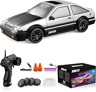 Desdoni Remote Control Car RC Drift Car 2.4GHz 1:24 Scale 4WD High Speed RC Cars Vehicle with LED Lights Batteries and Drifting Tires Racing Sport Toy Cars for Adults Boys Girls Kids Gift