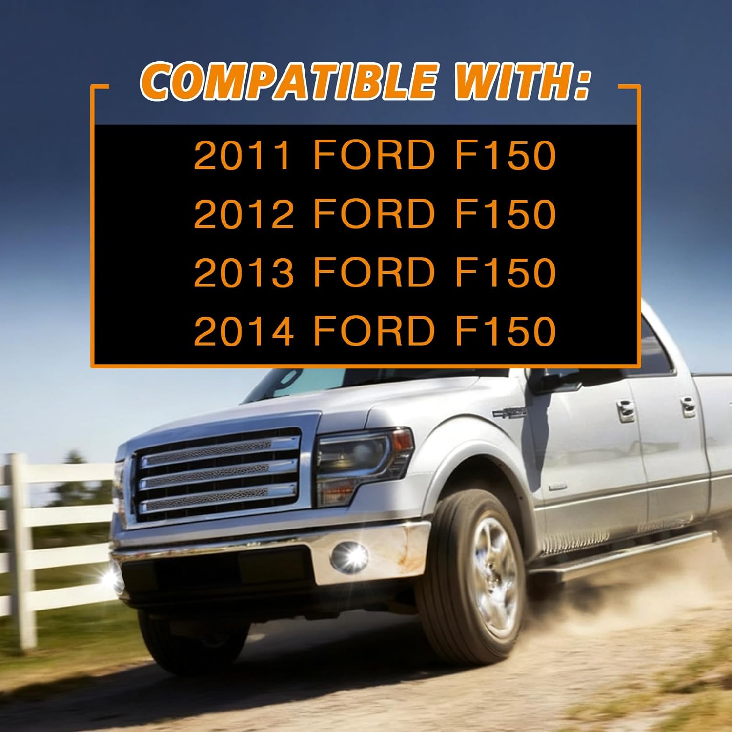 Professional Fog Light Assembly, Clear Waterproof Front Bumper Driving Fog Lamp Kit Compatible with 2011 2012 2013 2014 Ford F-150 F150 H10 12V 42W DOT Approved