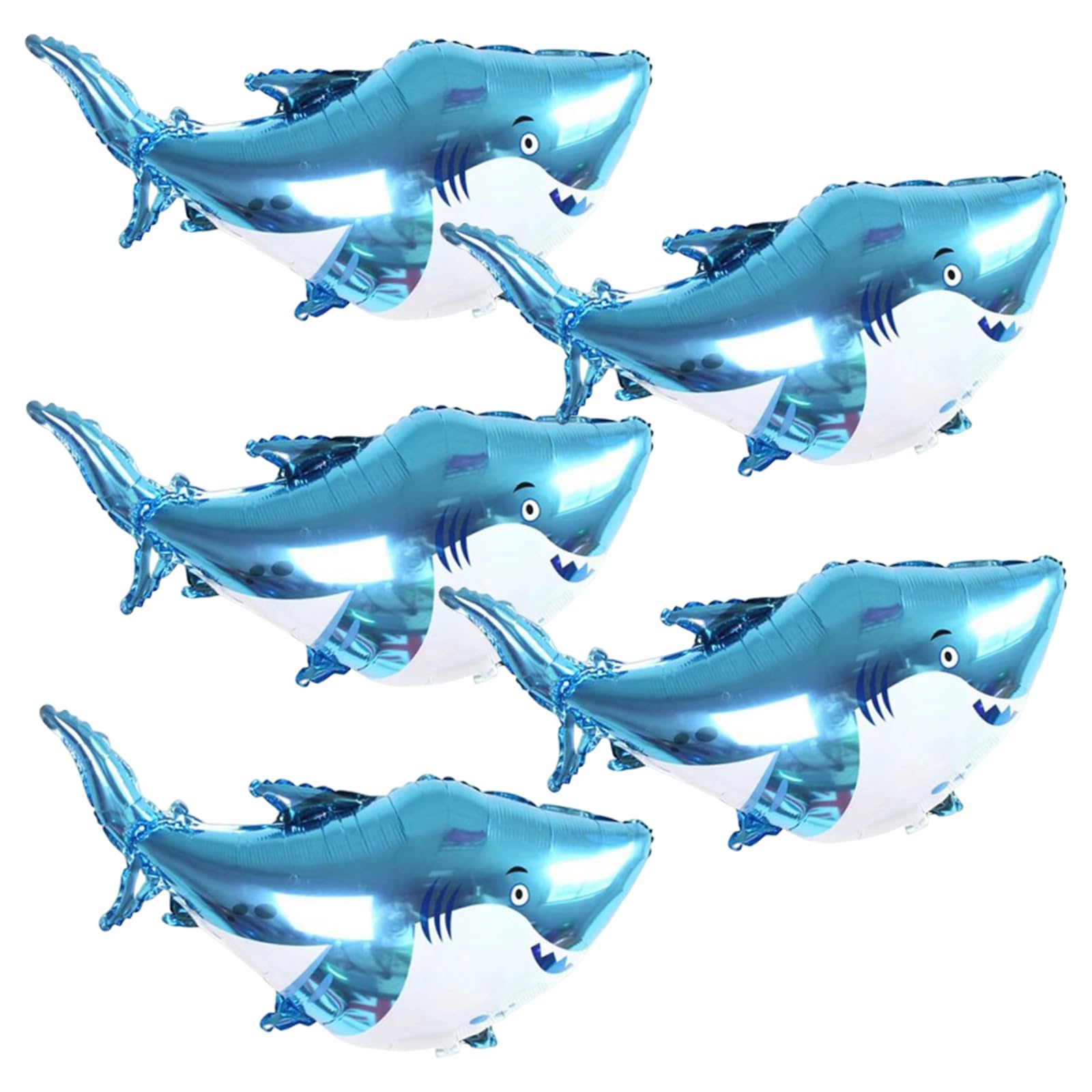 5 PCS Durable Inflatable Shark Balloons, Cute Shark Birthday Decorations, Premium Ocean-Themed Party Supplies, Pool Inflatables for Beach Water Activities & Summer Vacation