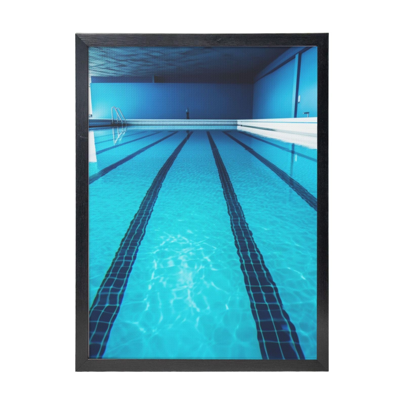 Framed Wall Art - Decorative Canvas Painting Blue Swimming Pool Pictures Poster Aesthetic Modern Prints Artwork for Bedroom Office Wall Decor Ready To Hang 12x16 in
