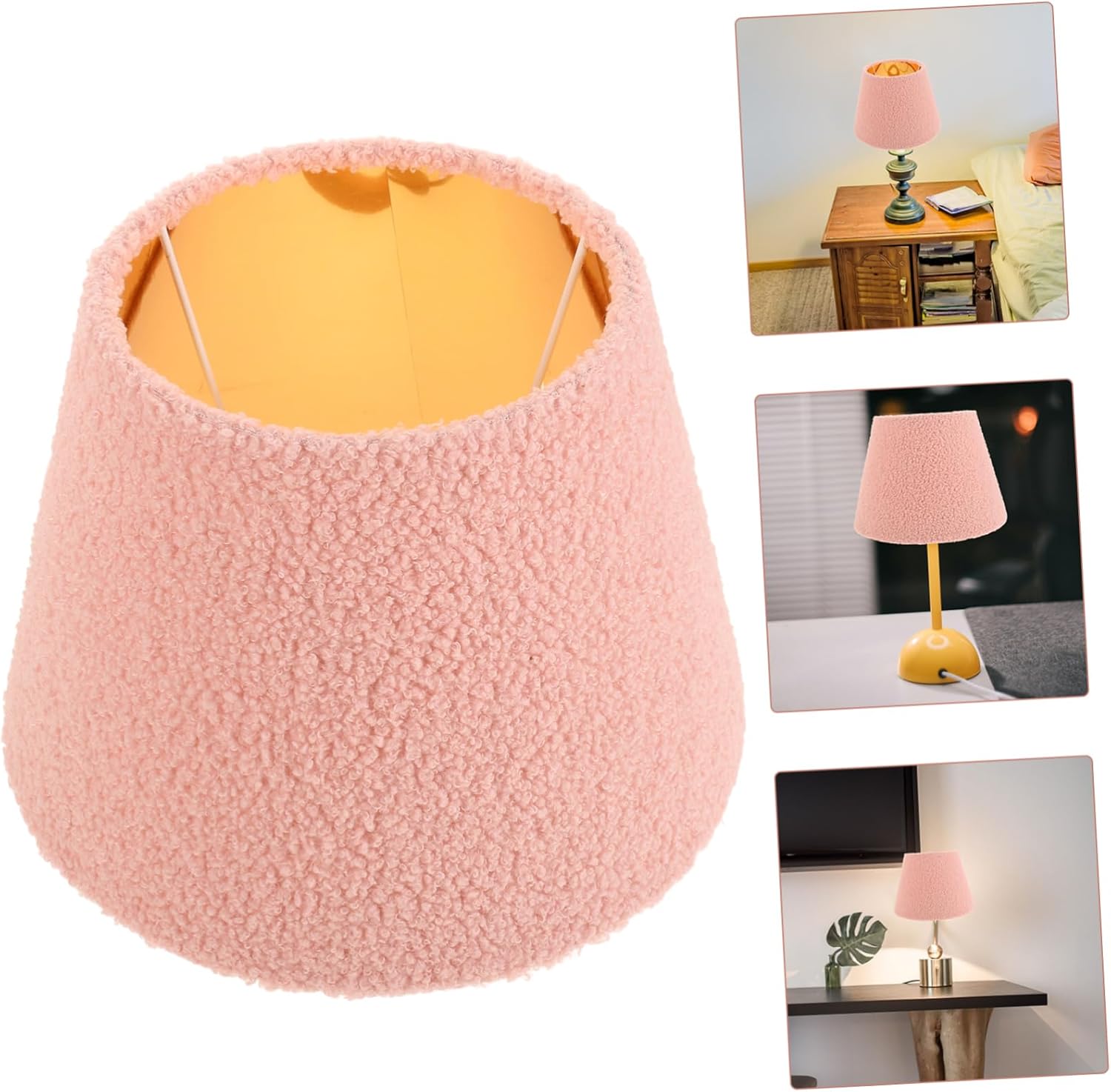ERINGOGO Plush Fabric Table Lamp Shade Light Fixture Replacement for Cozy Living Room Office Bedroom and Stylish Fluffy Barrel Design
