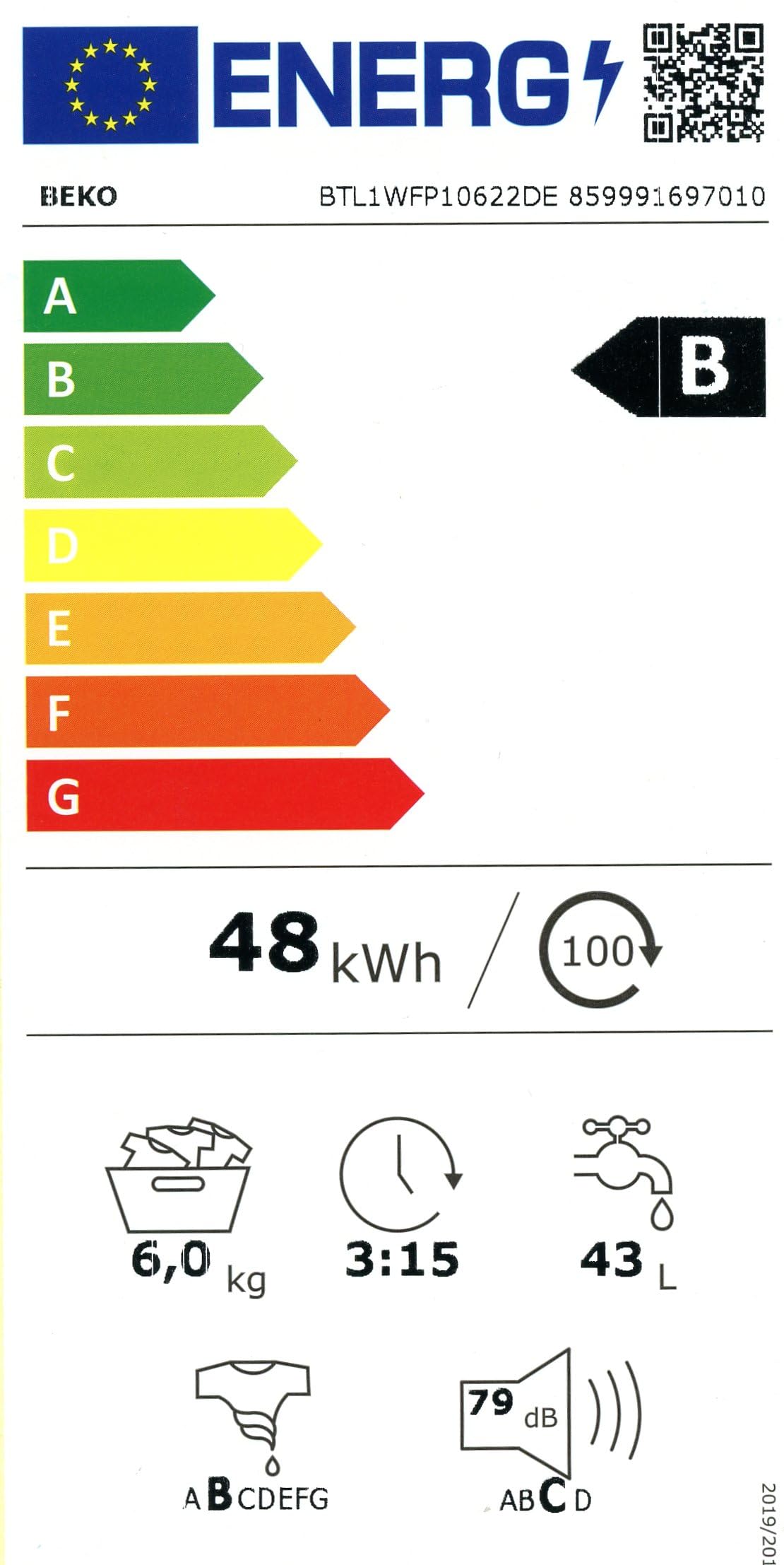 Beko BTL1WFP10622DE Waschmaschine Toplader 6 kg 1200 U/min ProSmart Inverter Motor 14 Programme Weiß