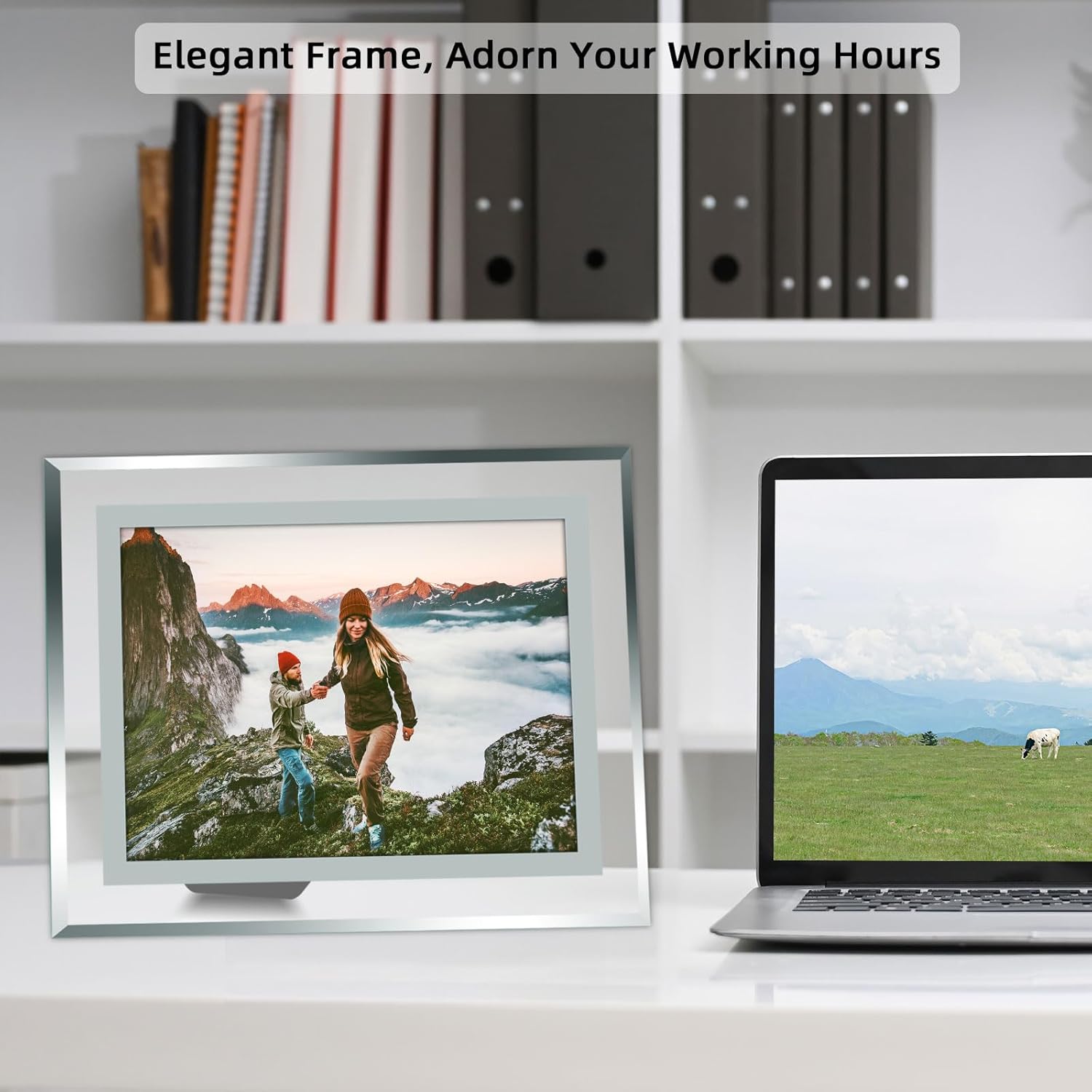 Vienrose 8x10 Picture Frame Set of 4, Clear Glass Photo Frames with Silver Edge, Horizontal or Vertical Display for Tabletop, Desk, Home, Office Decoration