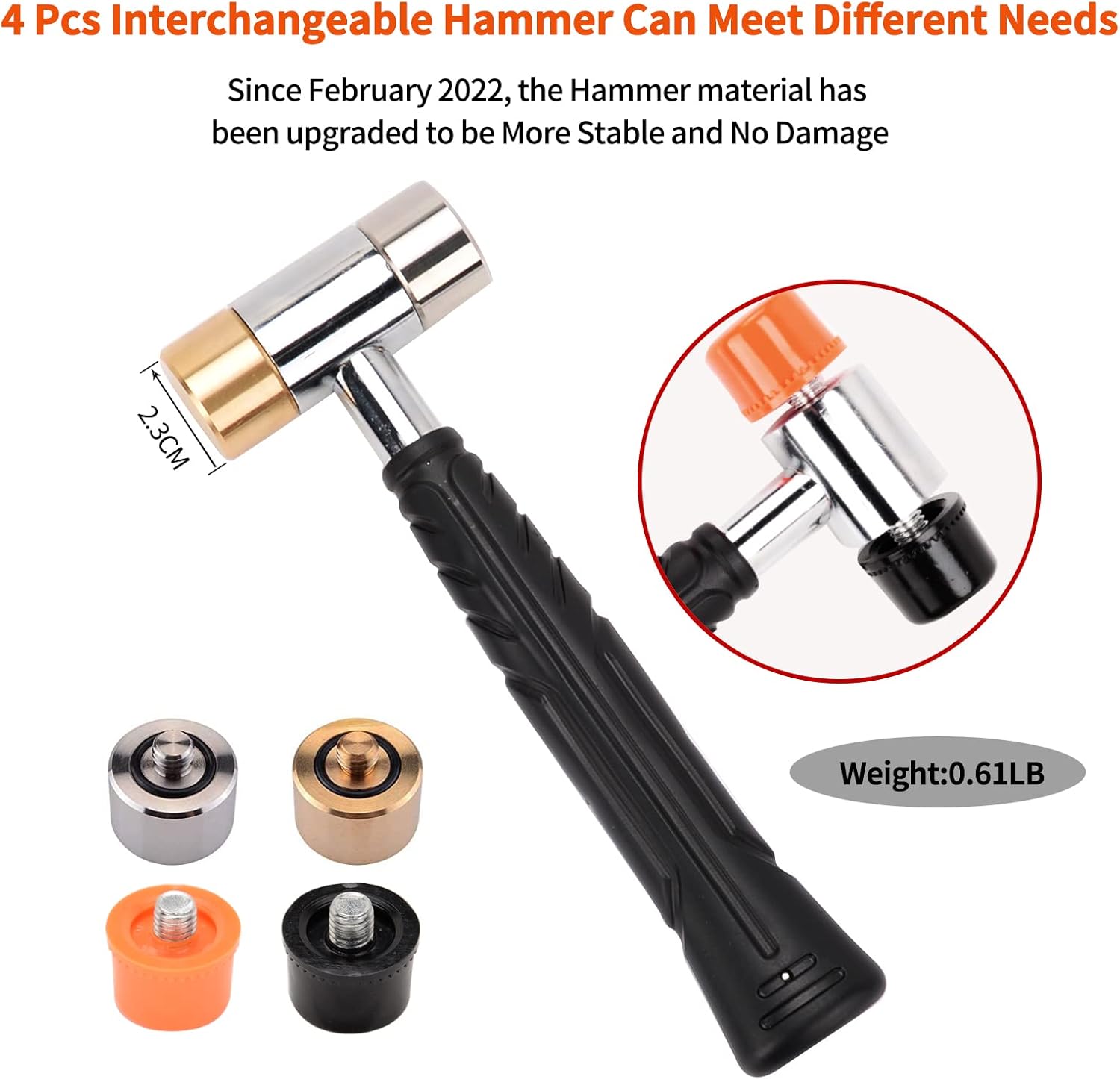 Pridefend Punch Set, Punch Set In Storage Case,Made of Solid Material,Roll Pin Punch Set with 4 Interchangeable Hammer Heads (With Bench Block)