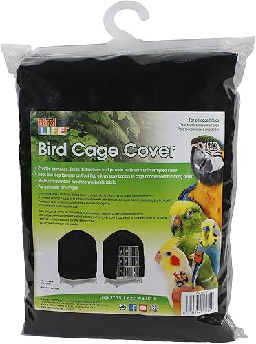 Penn-Plax Bird-Life - Funda para jaula de pájaros de ajuste universal, lavable a máquina, tela transpirable, color negro, tamaño mediano