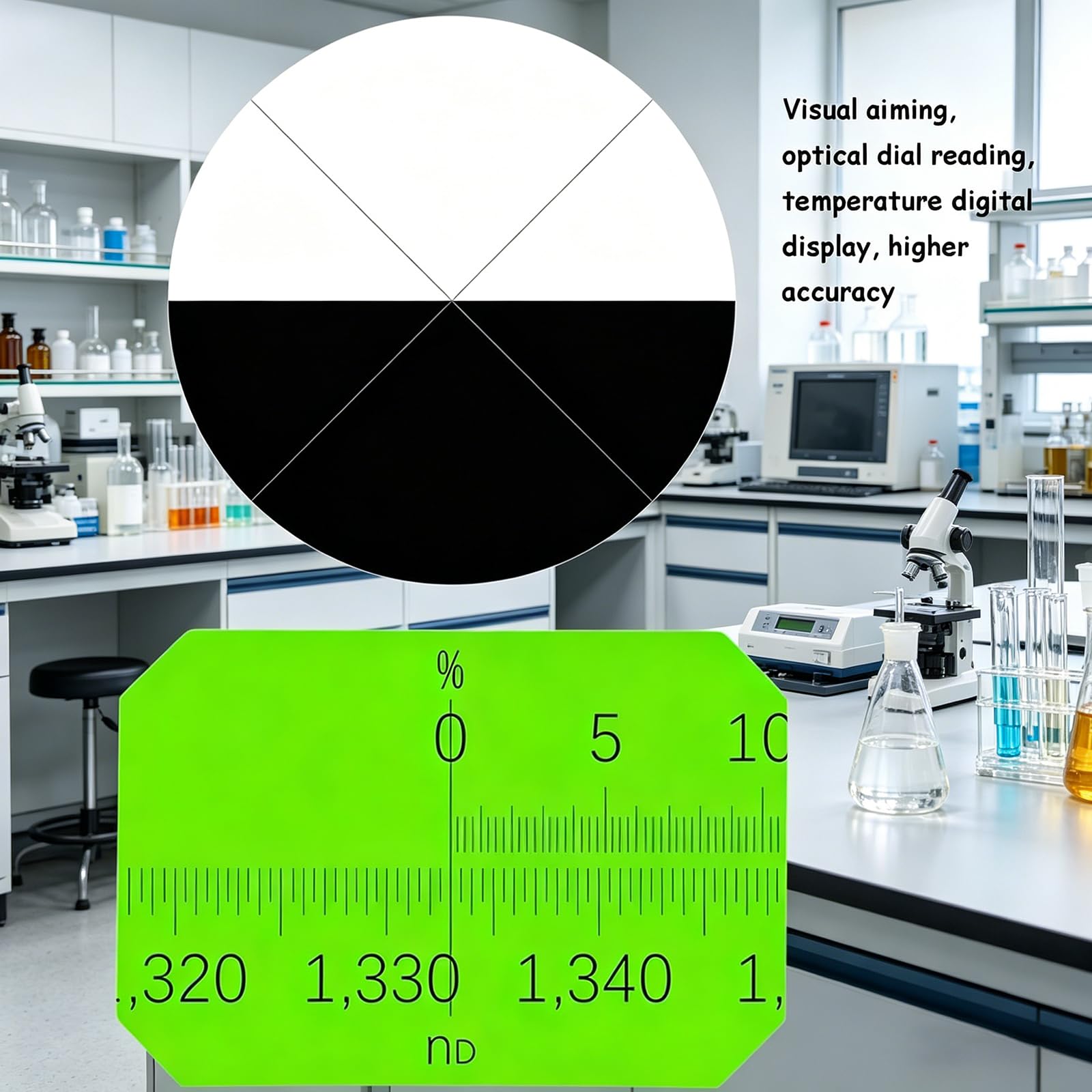 Monokulares Abbe-Refraktometer, Digitales Abbe-Refraktometer, Genauigkeit 0,0002, ND 1,3000–1,7000, Brix-Messung 0–95%, Für Forschung Und Labor
