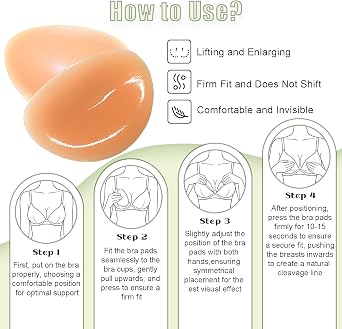 Sticky Silicone Bra Inserts | Reusable Push-Up Pads for Bikini & Sports Bras, Natural Lift Enhance Pad