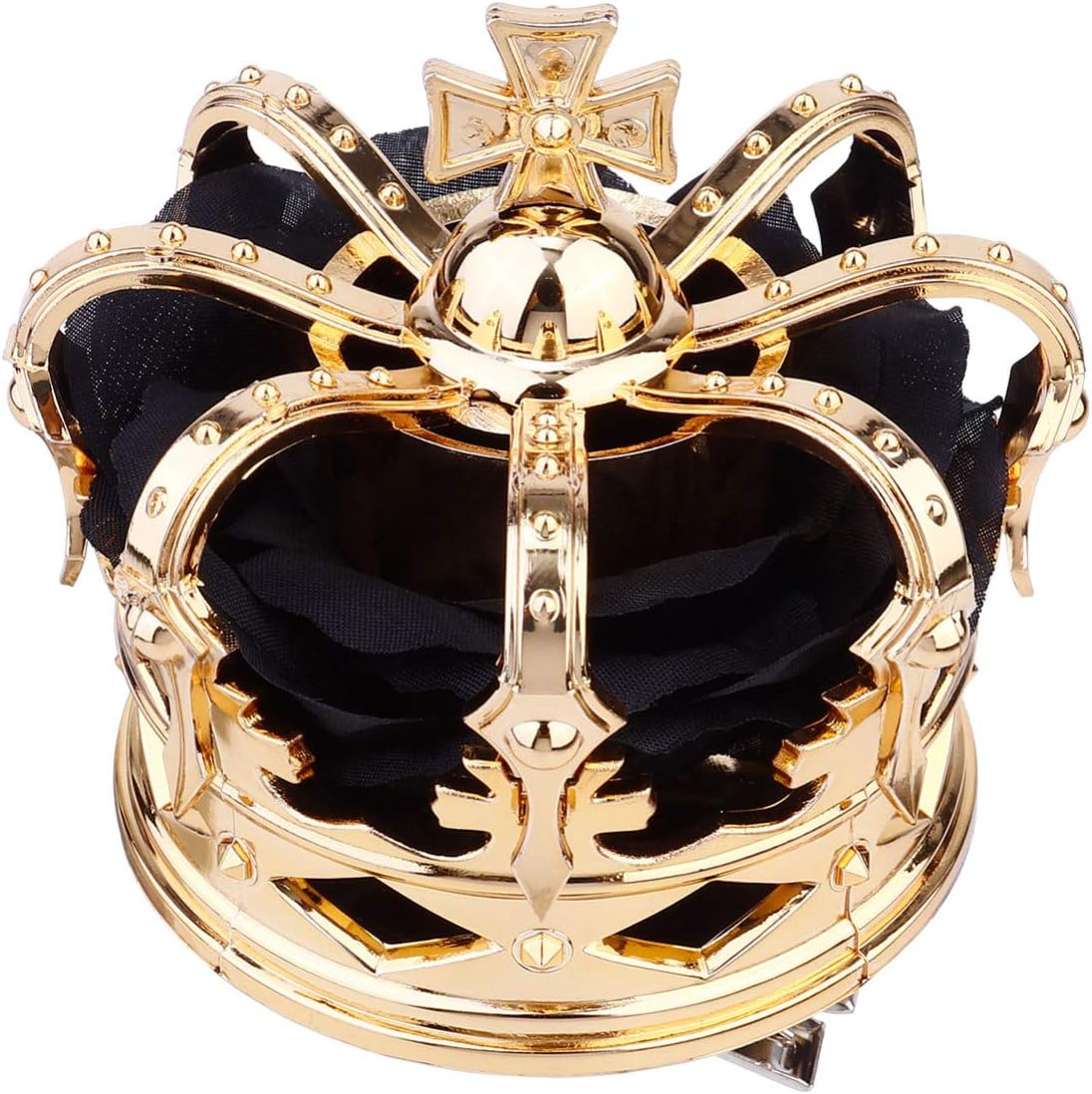 PRETYZOOM Crown Hairpin Black Queen Crown Clips Lightweight Durable Alloy with Rhinestones for Party Wedding Prom Fashion Accessories
