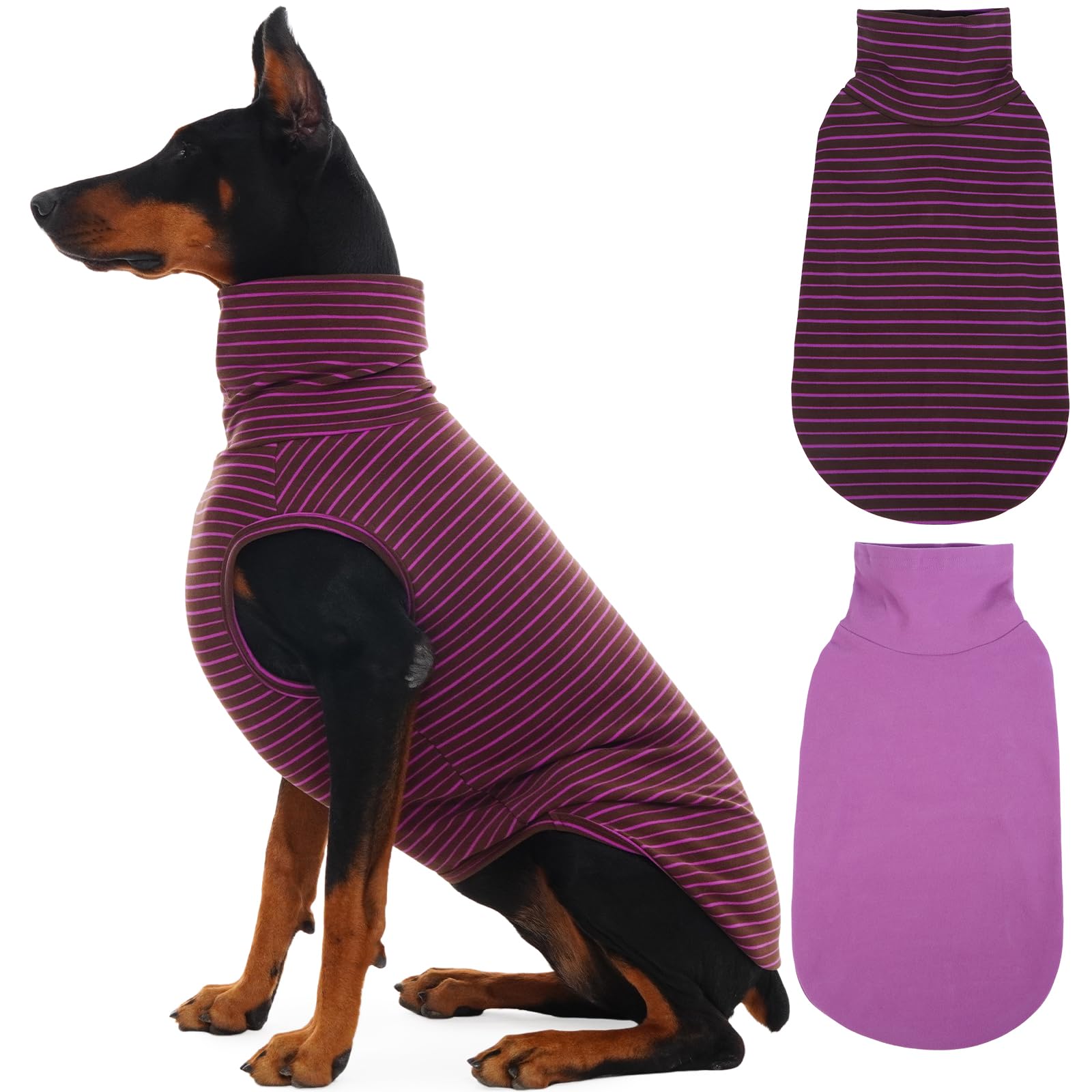 IECOii Lot de 2 chandails en polaire pour chien de grande taille et garçon – Chandail chaud à col roulé léger et extensible – Pull confortable pour l'automne et l'hiver – Chandail Pitbull, taille 2XL