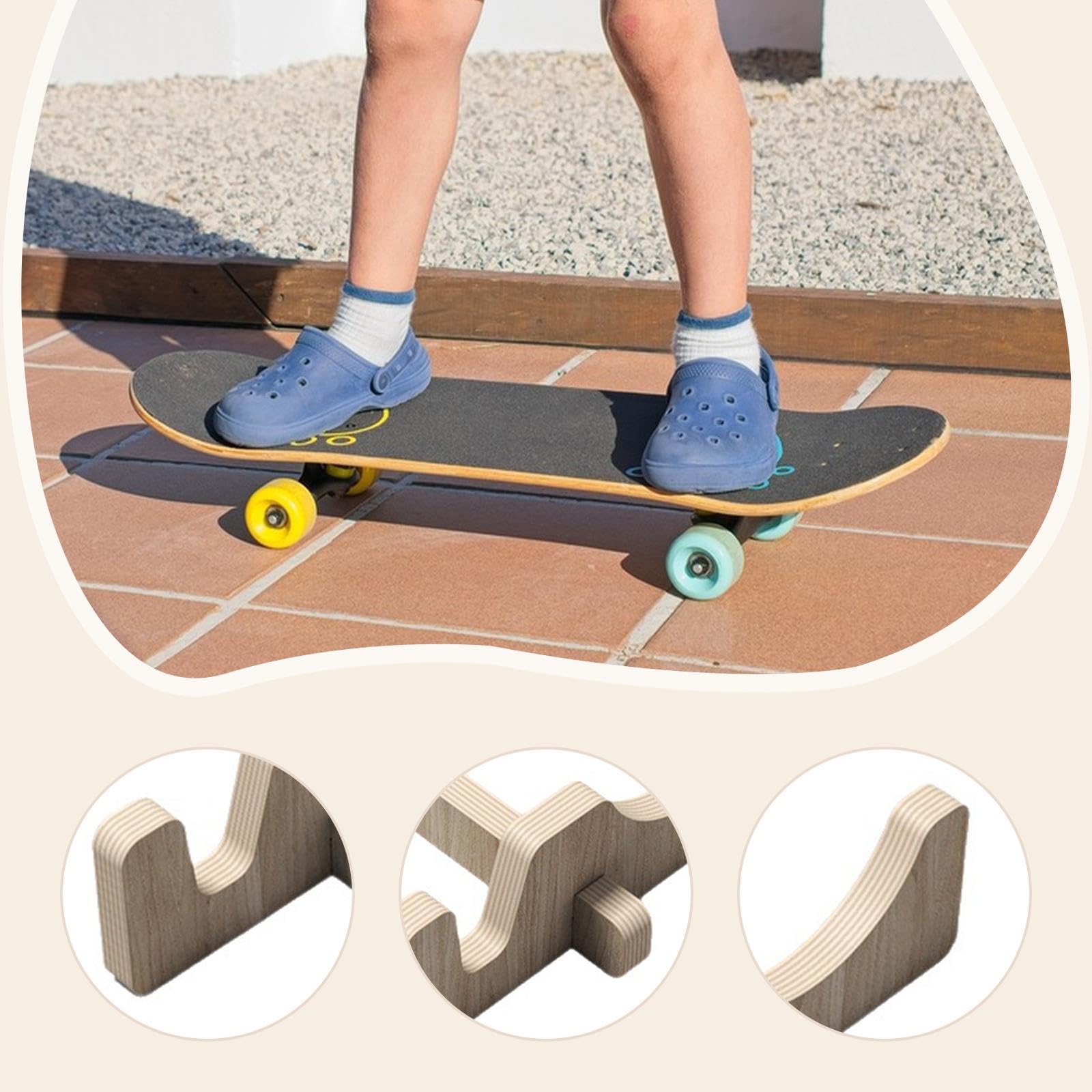 SUPPORT DE RANGEMENT MURAL POUR SKATEBOARD EN ACRYLIQUE, MANIÈRE