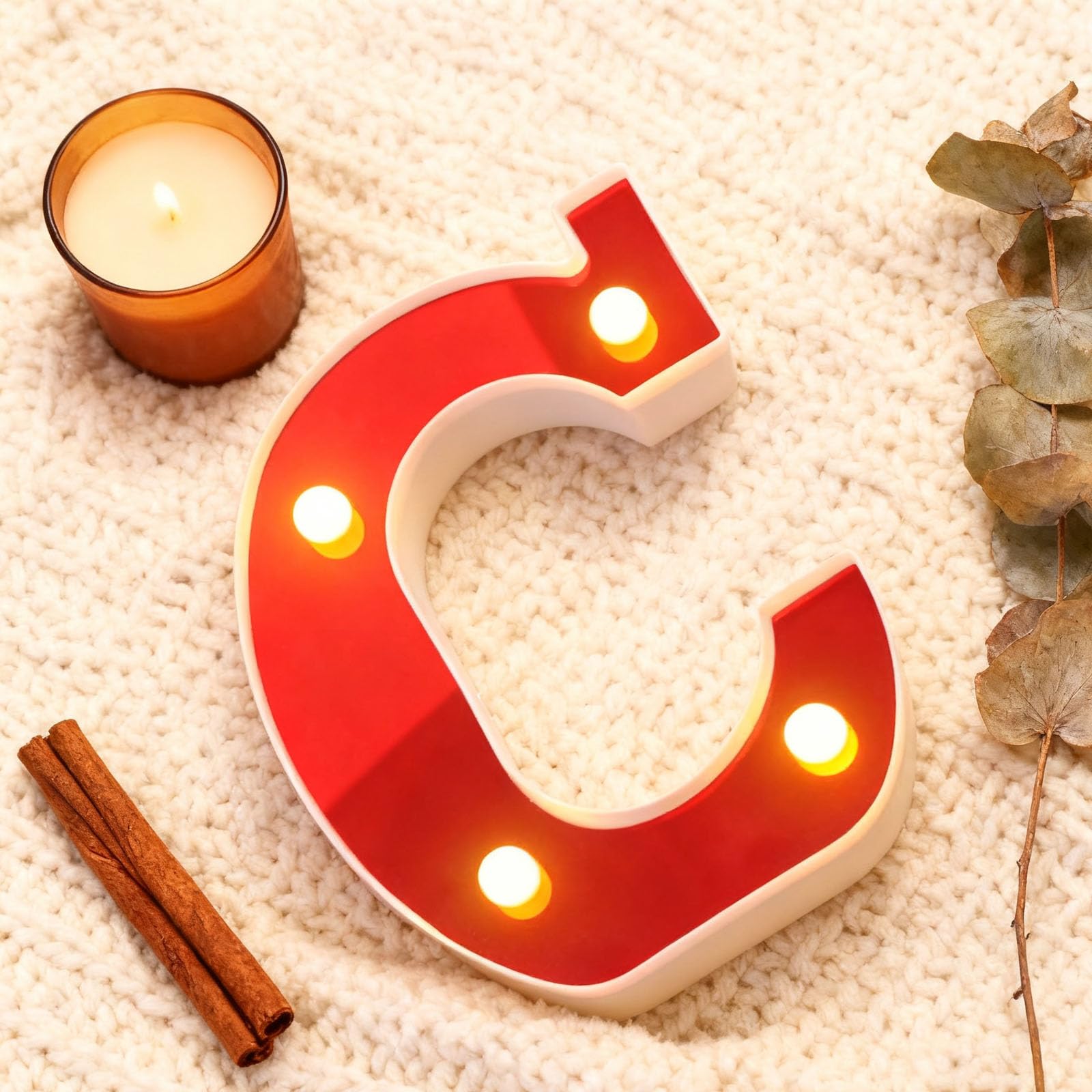 Letter C Sign Lights Battery Powered Decoration Table Lamp Red LED Night Light for Bar, Coffee Shop, Home Living Room Decor, Self-Study Room Decoration(6.3"*4.33"*1.18") — image 1