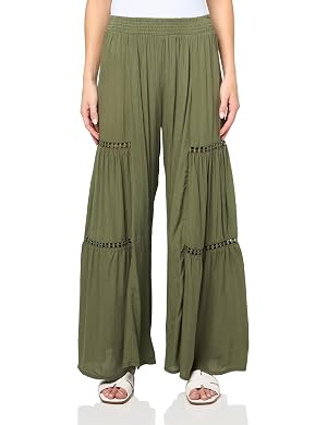 Angie Womens Angie Womens Wide Leg Pants with Leg Inserts