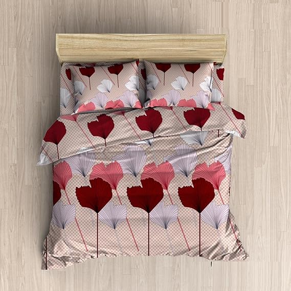 Akshya Cotton Feel Glace Cotton King Size Bedsheet with Elastic Fitted | King Size Double Bed Bedsheet with 2 Pillow Cover (78