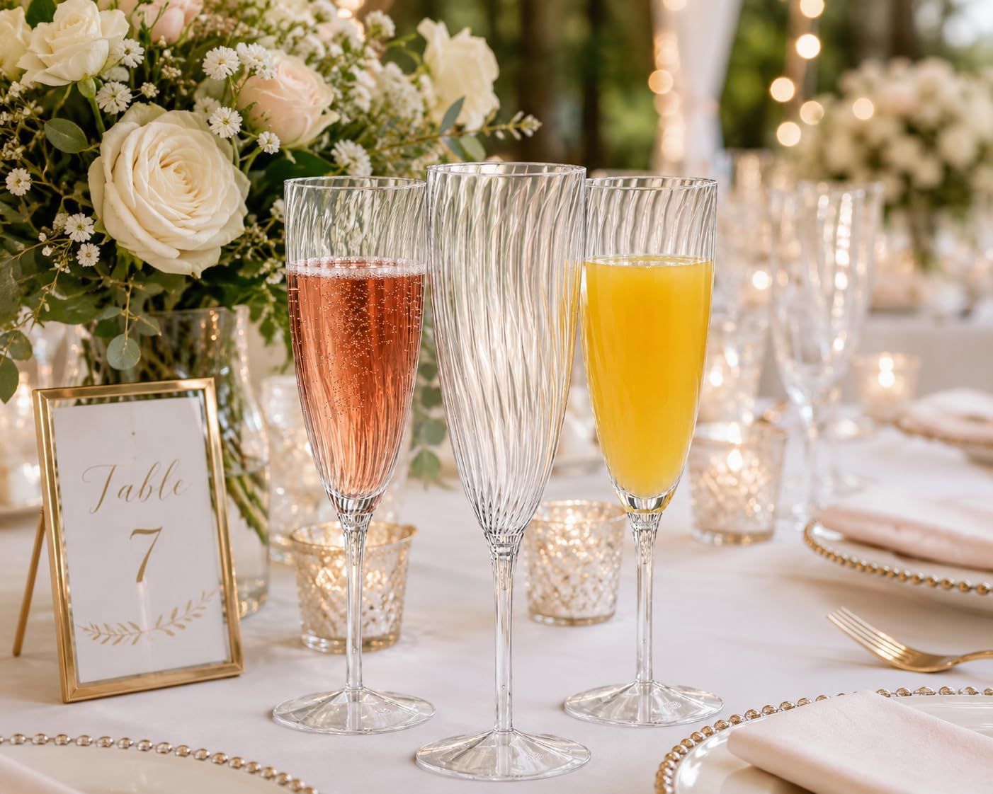 Oojami 36 Pack 6 oz Clear Plastic Champagne Flutes, BPA-Free