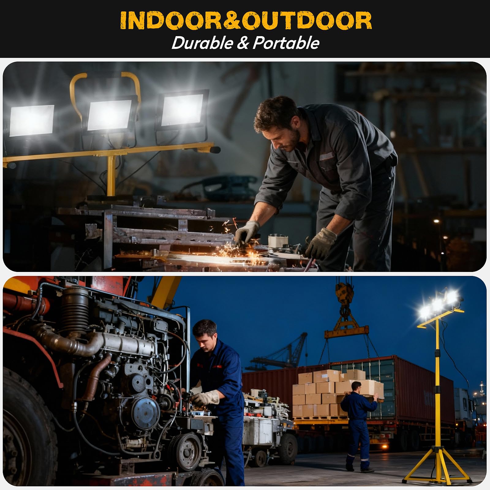 21000Lumen LED Work Lights with Stand 3 Head Portable Work Light with 16ft Cord Ip66 Waterproof Tripod Outdoor — view 6