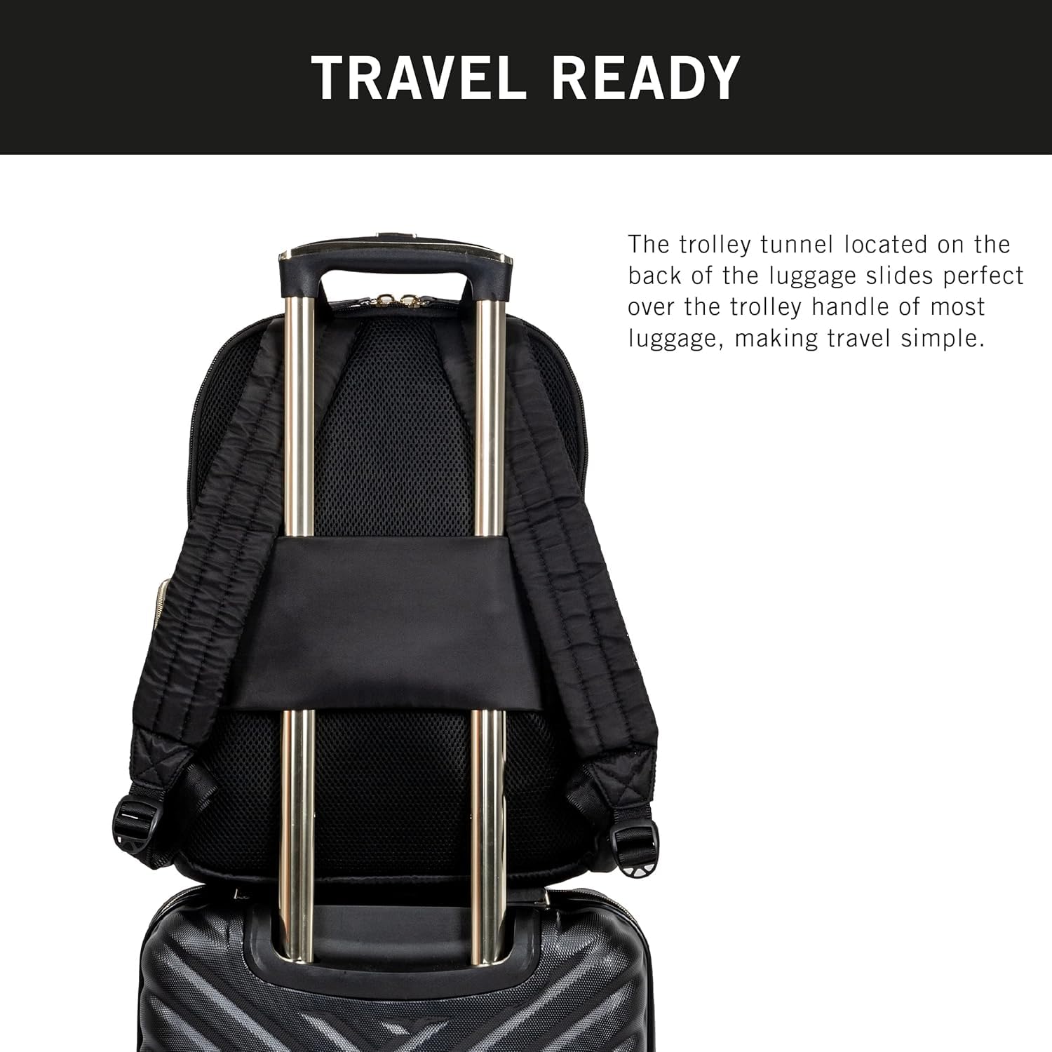 Kenneth Cole REACTION Women's Sophie Backpack Silky Nylon Laptop & Tablet RFID Bookbag, Black, One Size 4