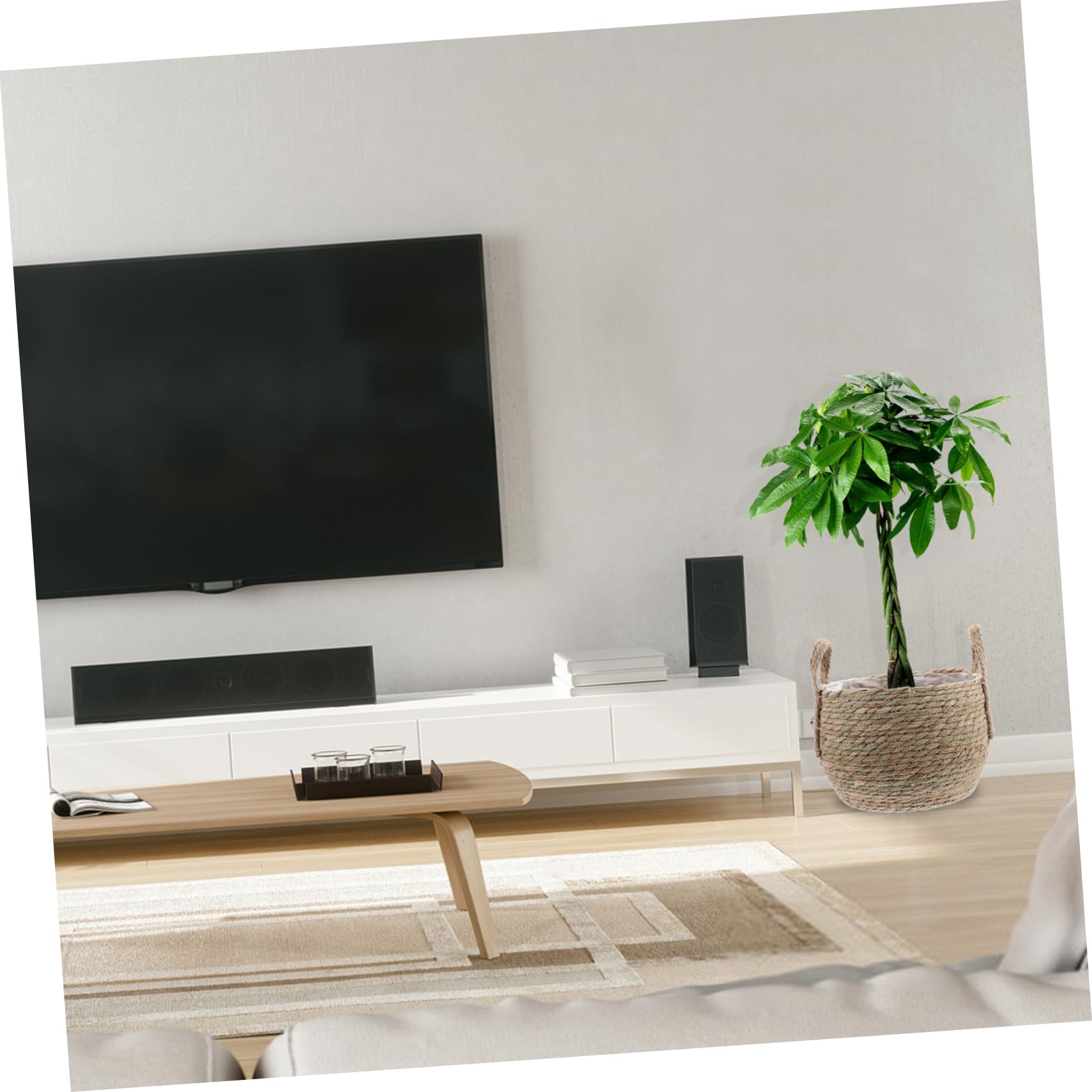 Gewebter Blumentopf aus Seegras Kreativer und Dekorativer Aufbewahrungskorb Handgefertigt 24cm Durchmesser für Indoor Pflanzen und Sukkulenten