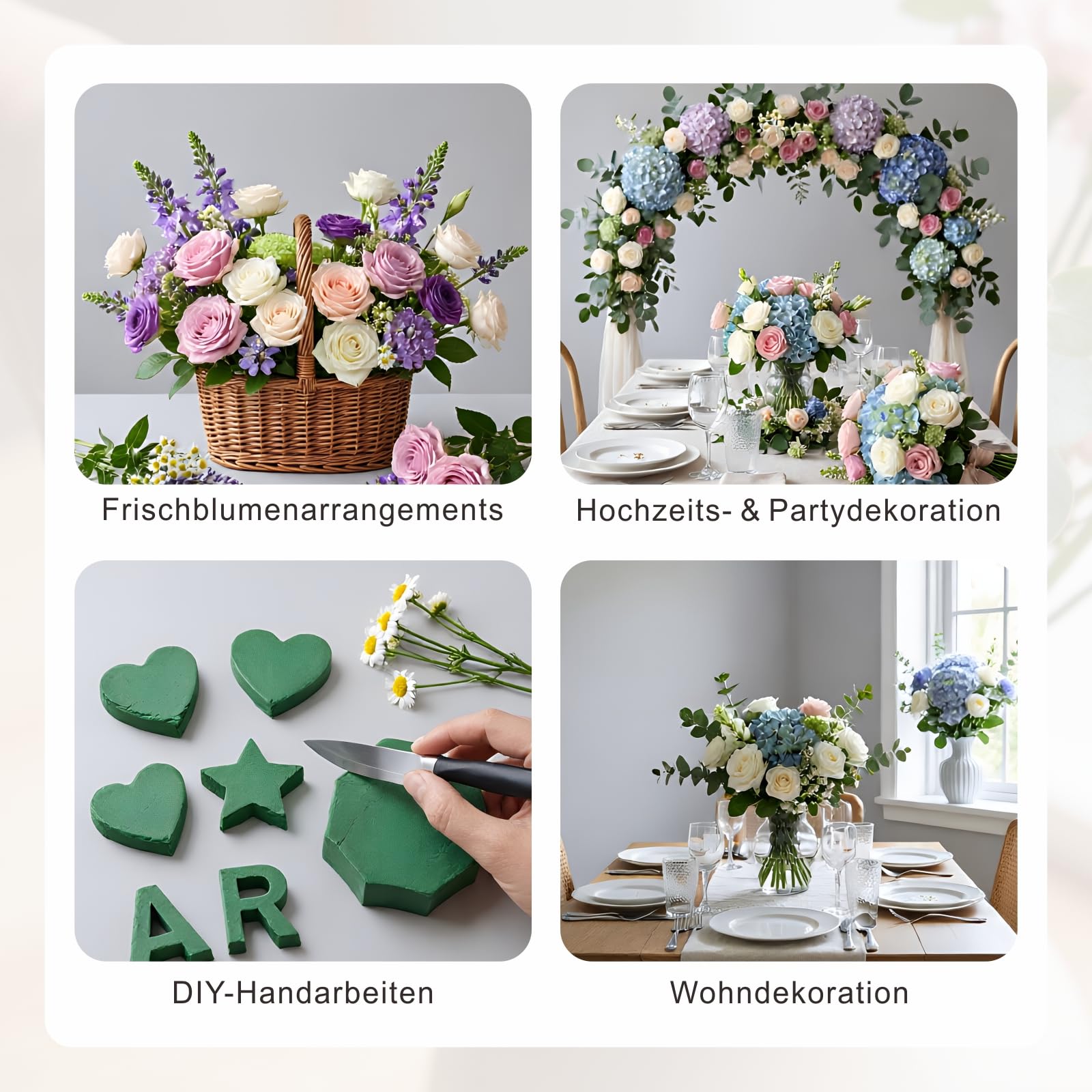 Steckschaum für Blumen 23 x 11 x 7cm Selbst Schneidbar Steckmasse für Frischblumen
