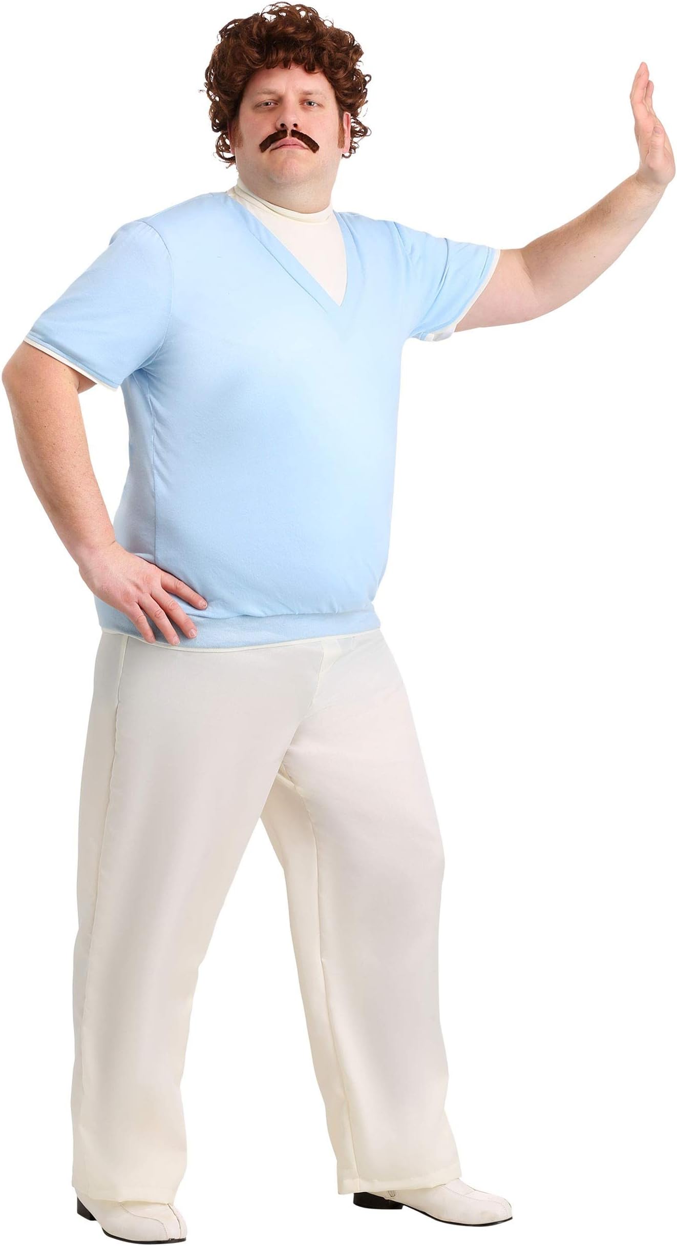 Adult Nacho Libre Ignacio Leisure Fancy Dress Costume Mens, Light Blue Sweater Casual Luchador Halloween Outfit Medium