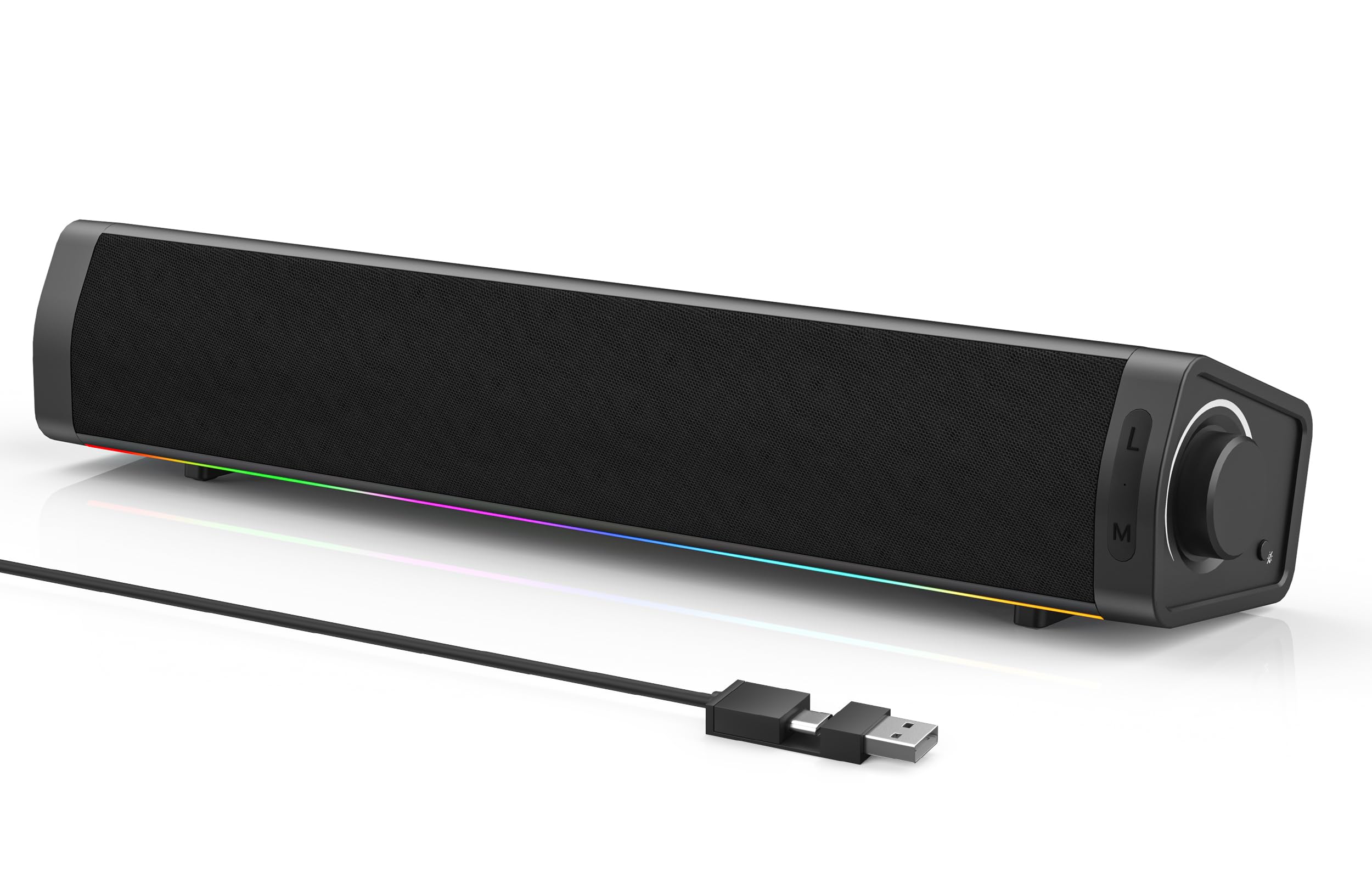 ZETIY Altoparlante PC, alimentato tramite USB, altoparlante da gioco, soundbar per PC, laptop, desktop, monitor