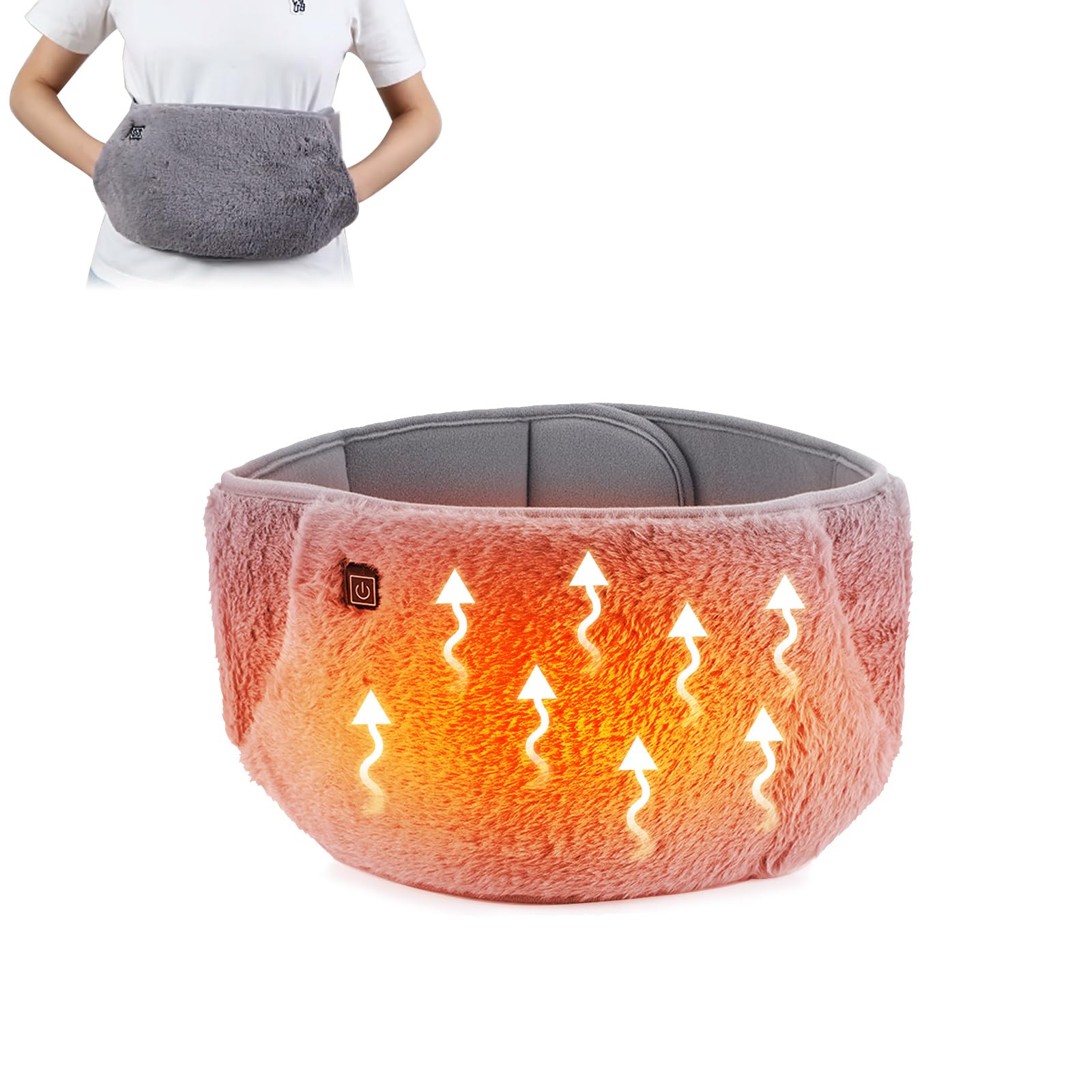 Ceinture Chauffante Electrique, Ceinture Chauffante Lombaire avec poches pour les mains, contrôle de la température à trois niveaux pour les douleurs au dos, à l'abdomen et à la taille