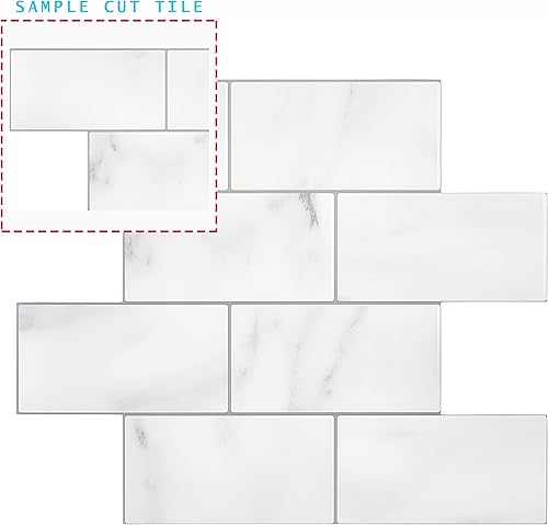 Miniatura 3 de Avant Decor Azulejos de metro medianos de gel 3D  Azulejos de salpicaduras para cocina y baño  PVC grueso  5 x 5 pulgadas  Azulejo cortado de muestra